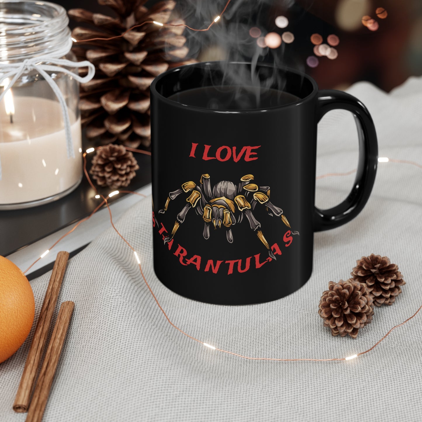 I Love Tarantulas 11oz Black Mug