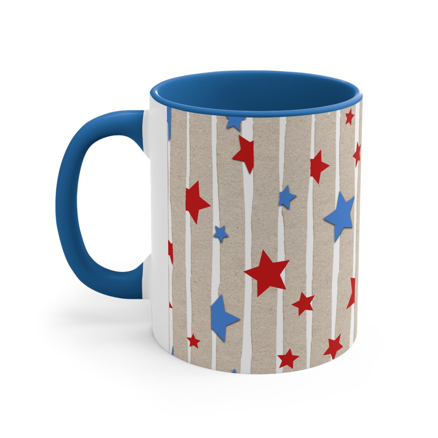 American Flag Stars & Stripes Themed Accent Coffee Mug, 11oz