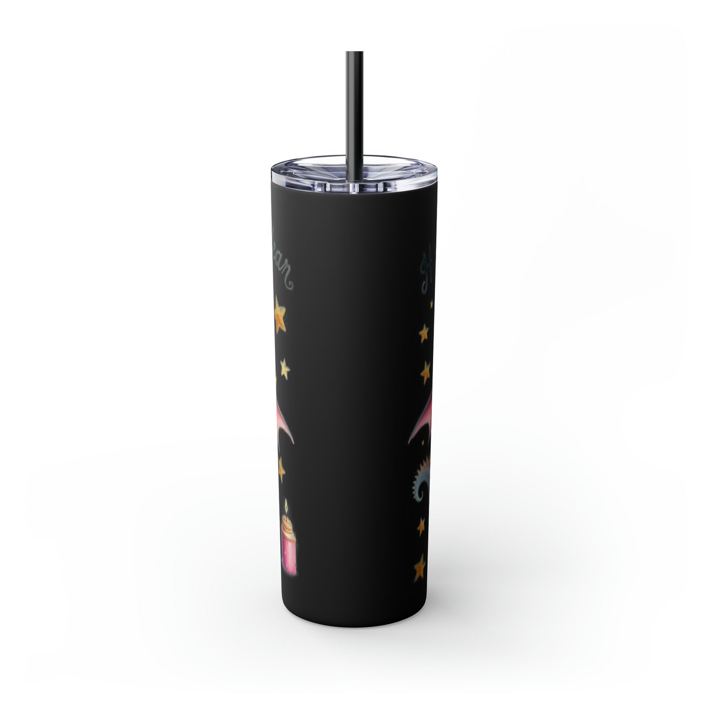 Happy New Year of Dragon Skinny Tumbler with Straw, 20oz