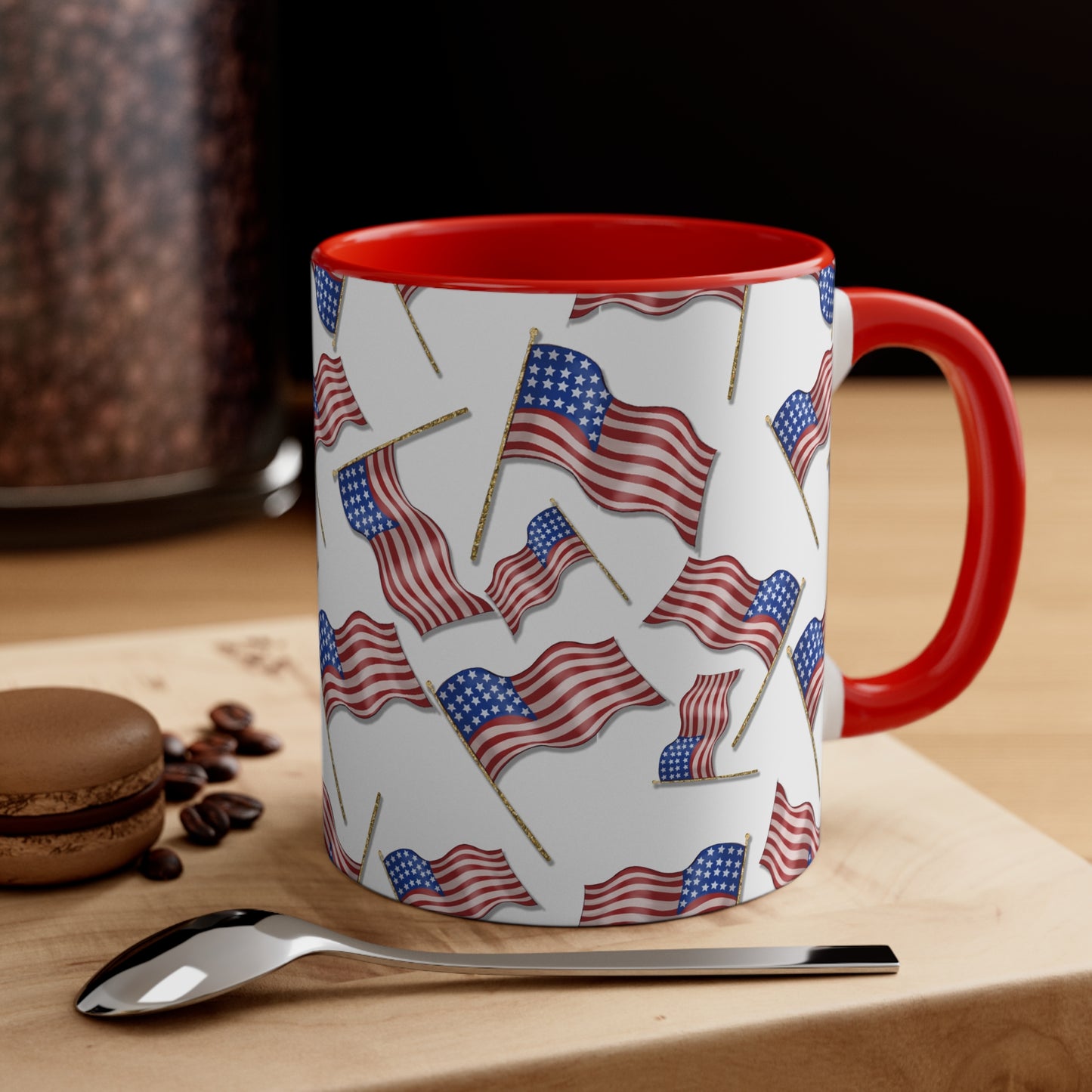 Memorial Day American Flags Accent Coffee Mug, 11oz