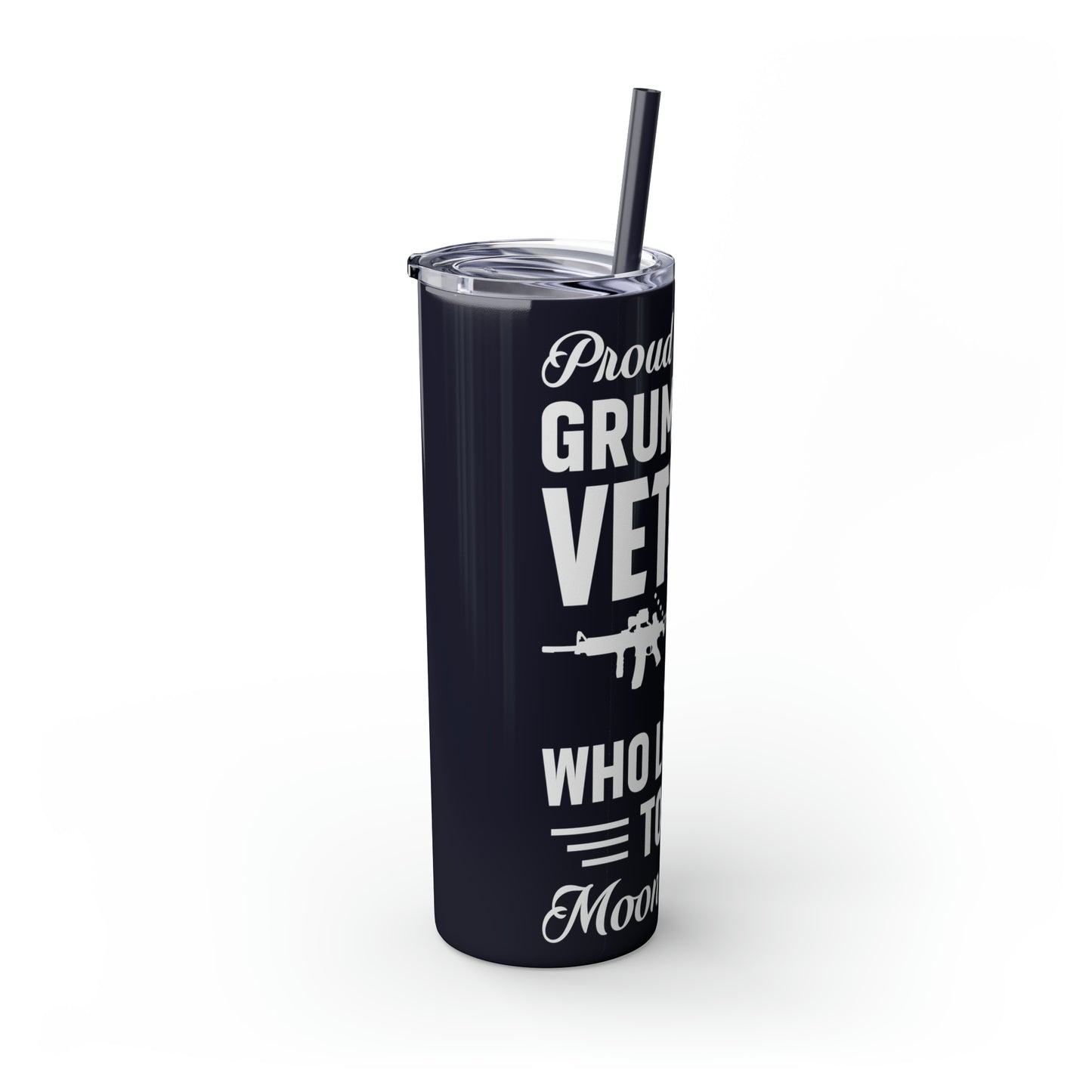 Proud Wife of a Grumpy Old Veteran Skinny Tumbler with Straw, 20oz