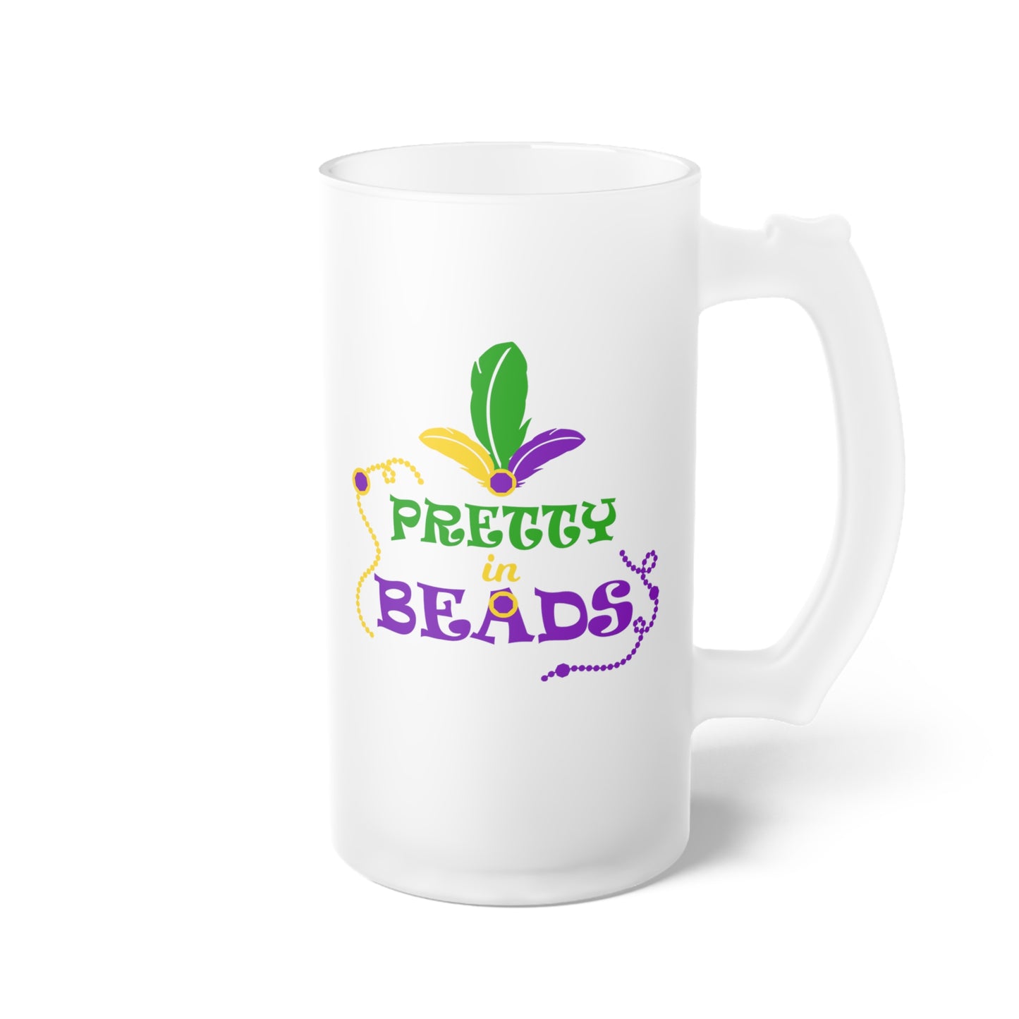 Pretty In Beads Frosted Glass Beer Mug