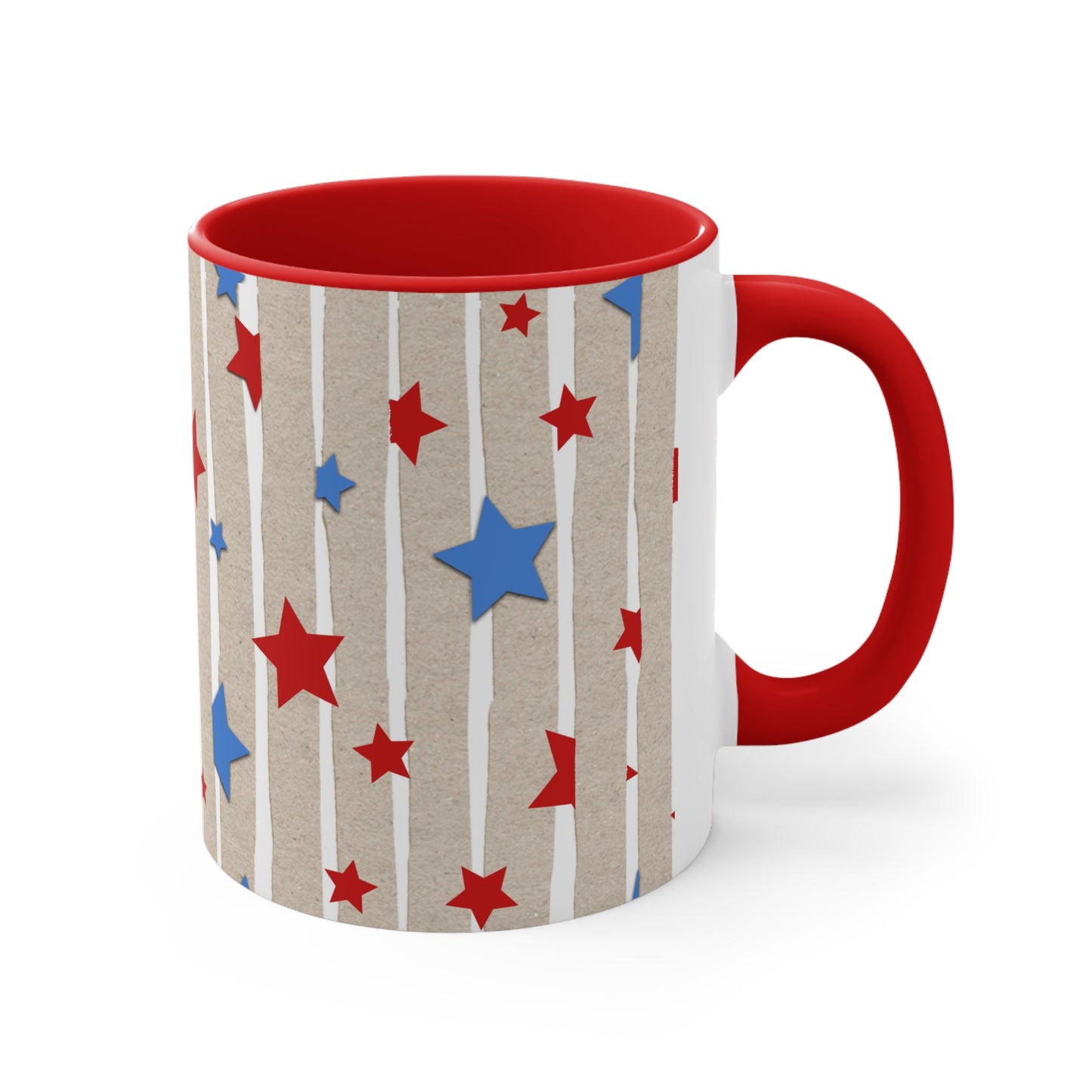 American Flag Stars & Stripes Themed Accent Coffee Mug, 11oz