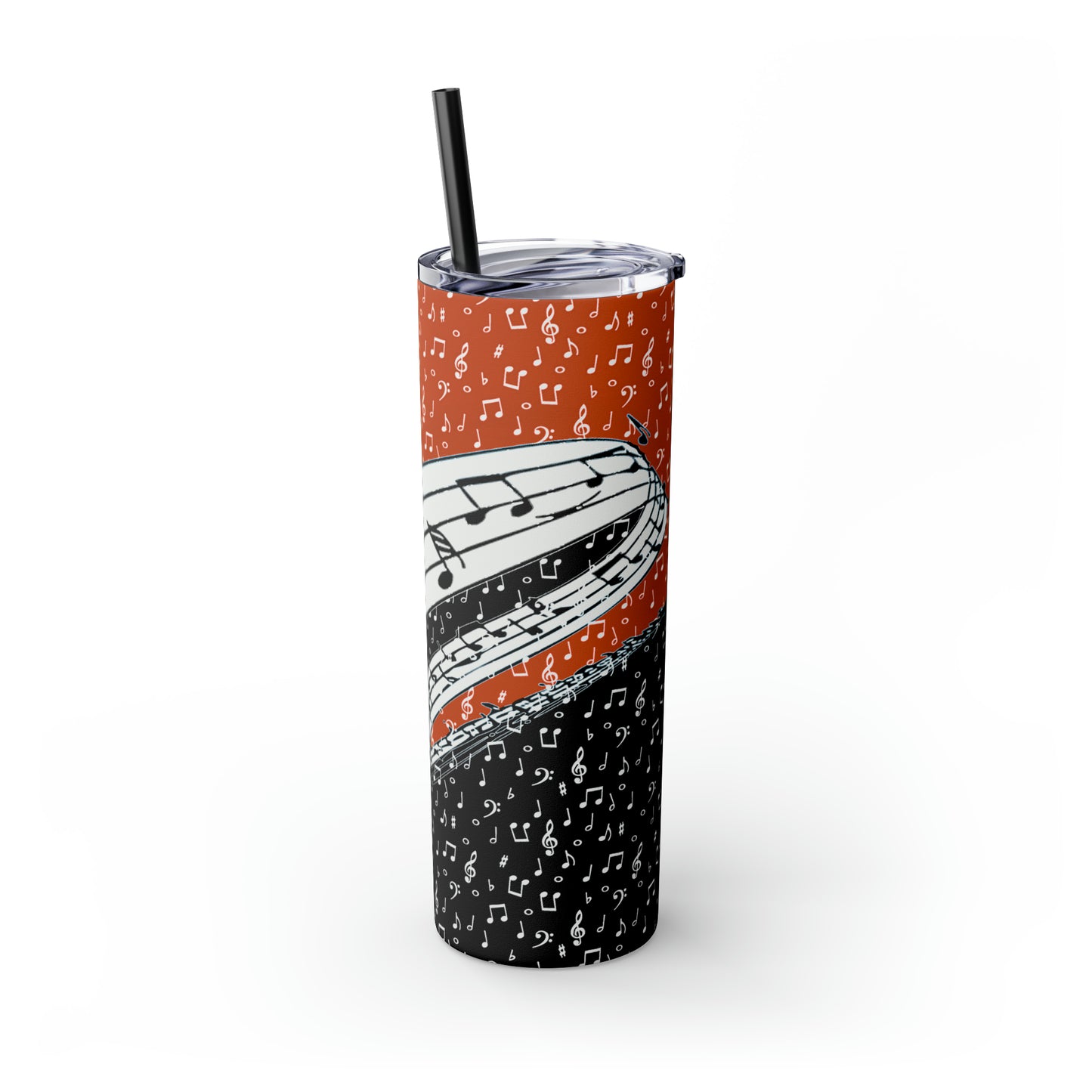Musical Notes Skinny Tumbler with Straw, 20oz