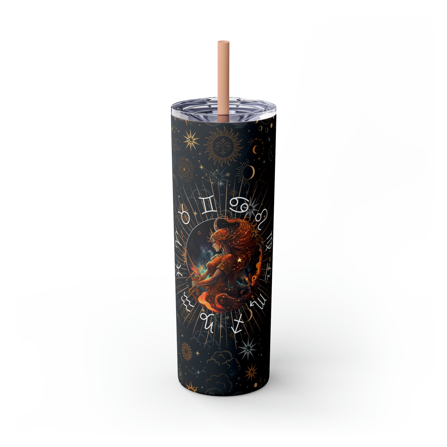 Sagittarius Zodiac Skinny Tumbler with Straw Astrology Insulated Mug Bridesmaids Gift Bachelorette Party Favor Birthday Gift