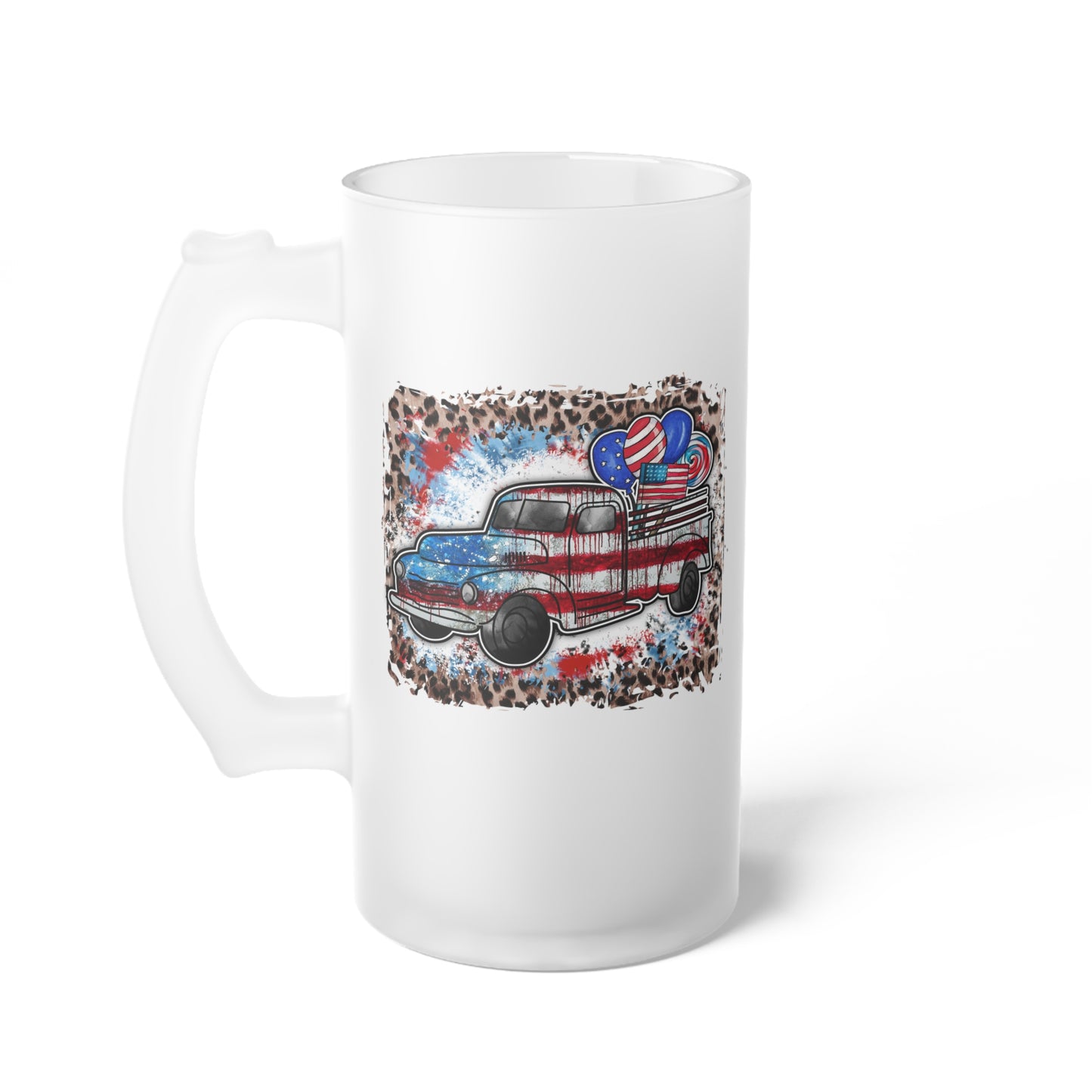 American Classic Cars Frosted Glass Beer Mug