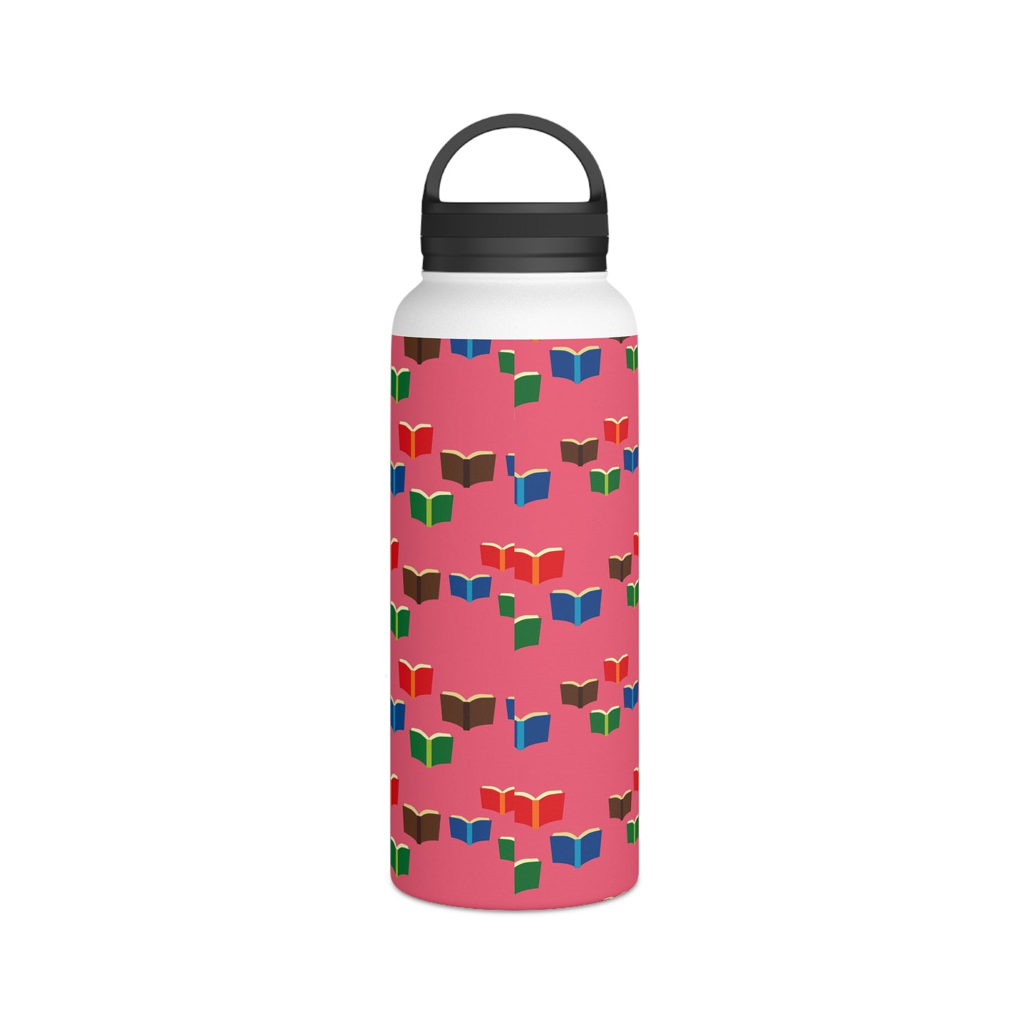 Back To School Books Stainless Steel Water Bottle, Handle Lid
