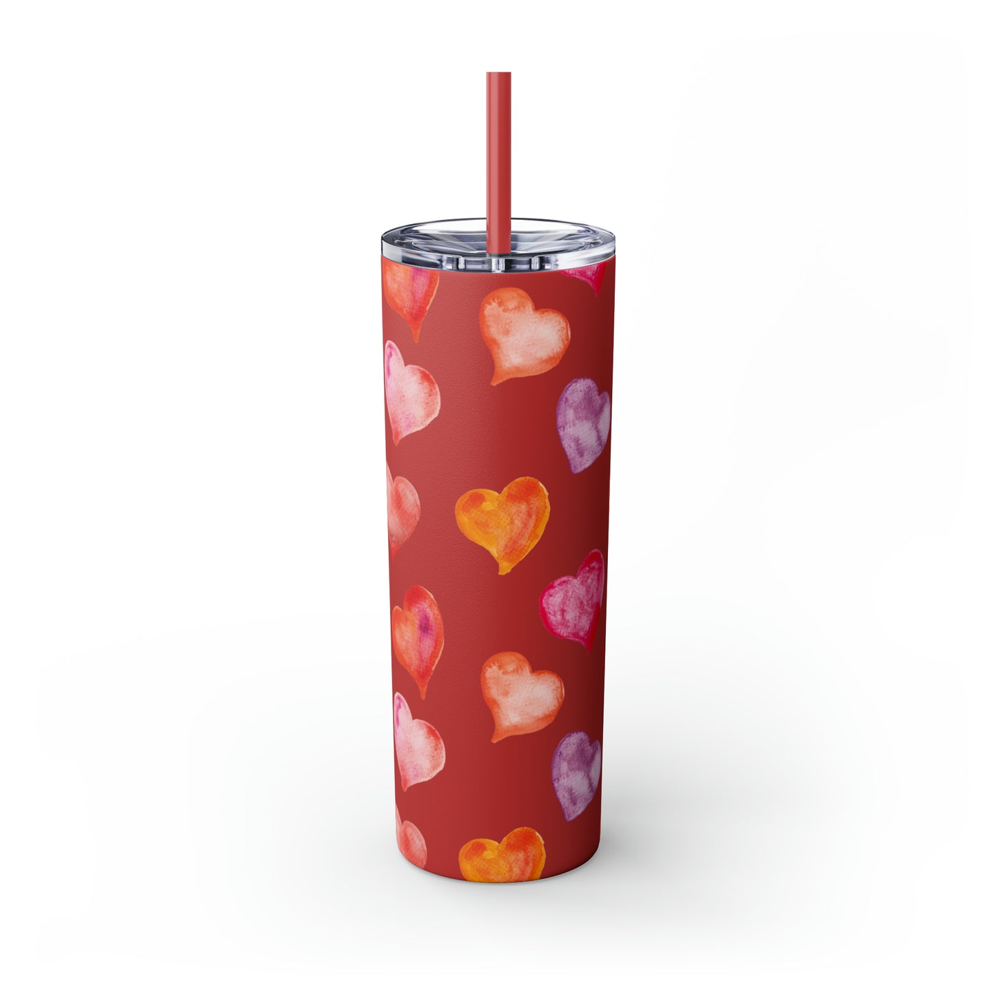 Valentine's Hearts Skinny Tumbler with Straw, 20oz