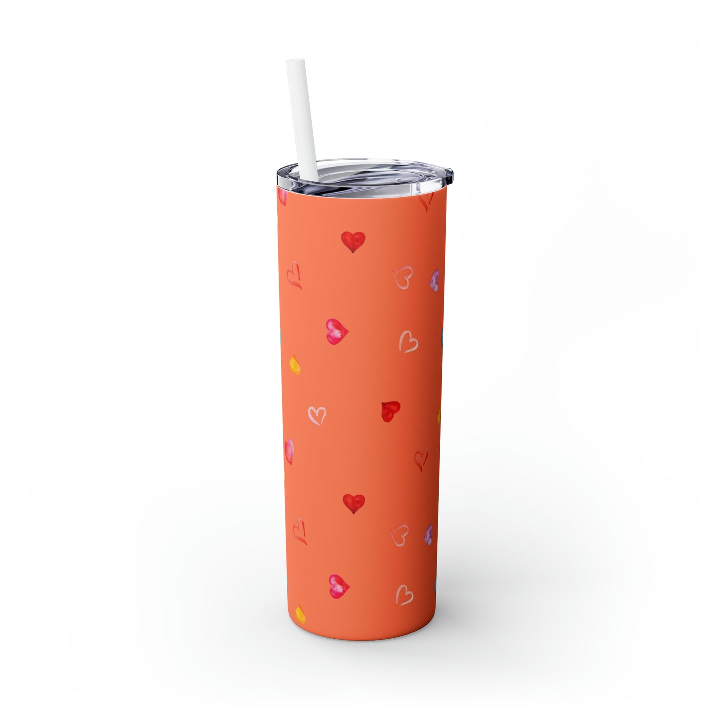 Valentine's Hearts Skinny Tumbler with Straw, 20oz