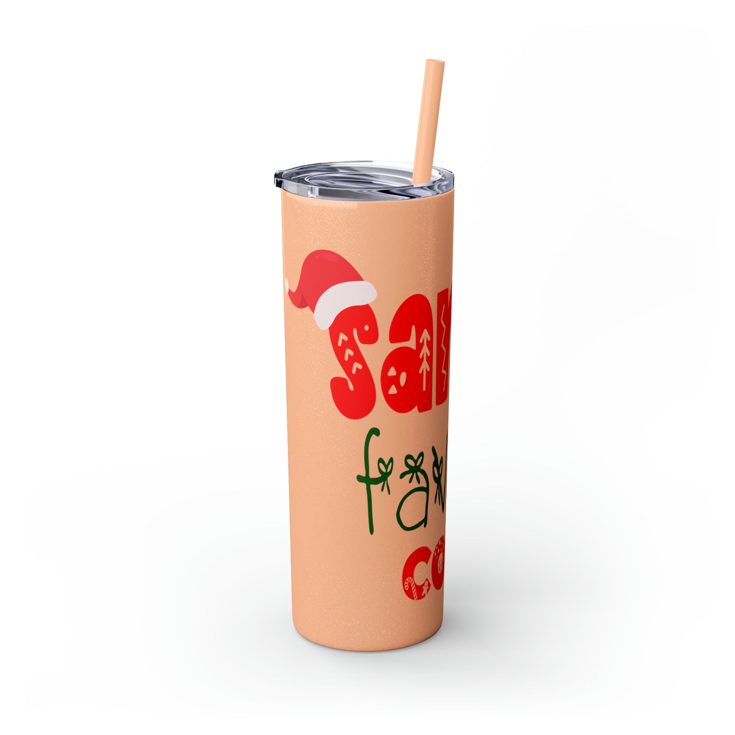 Santa's Favorite Cousin Skinny Tumbler with Straw, 20oz
