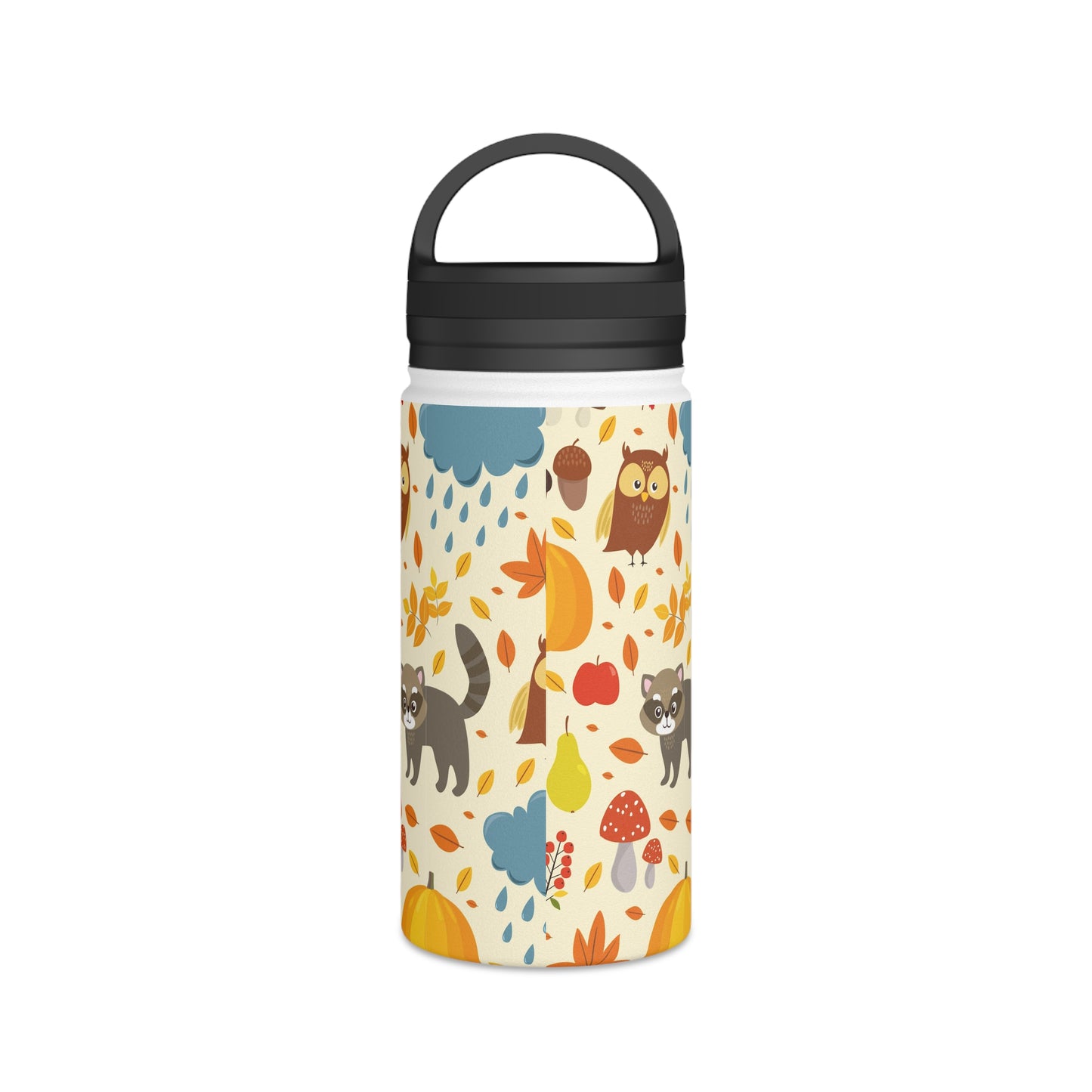 Back To School Animals Stainless Steel Water Bottle, Handle Lid
