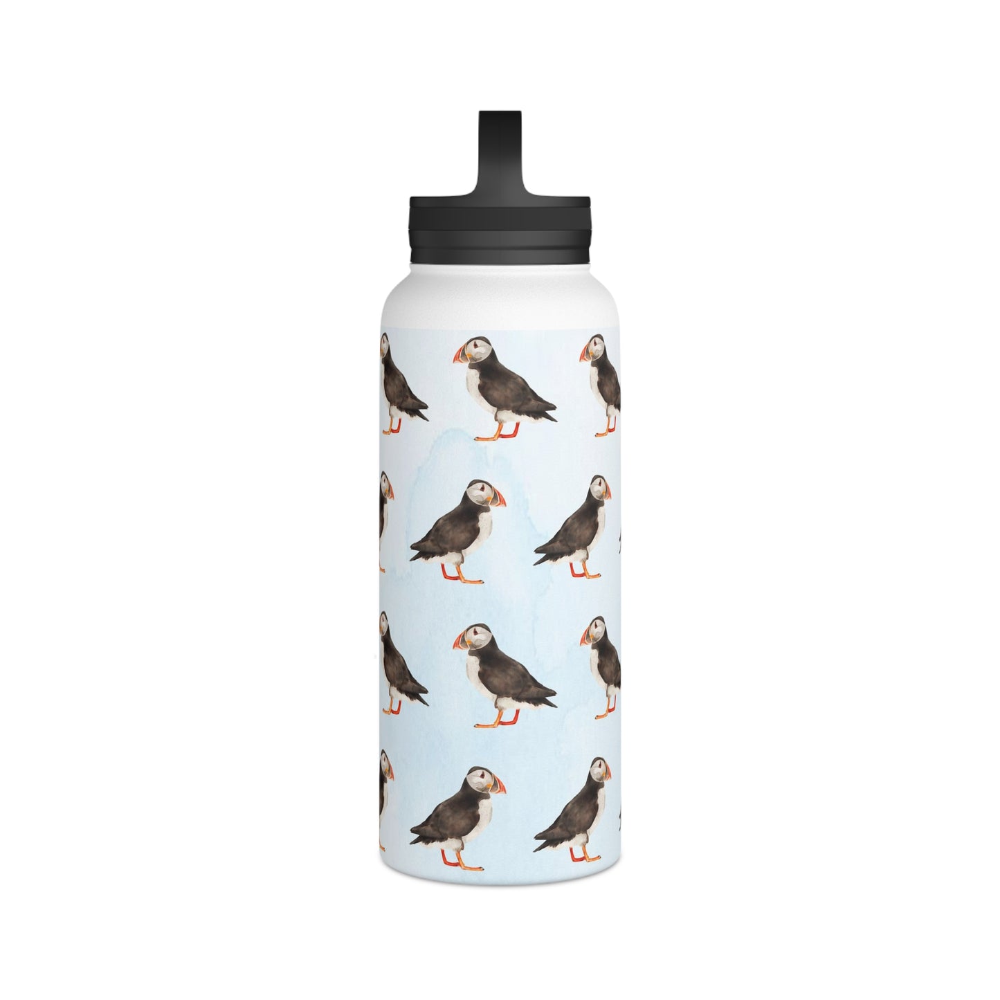 Back To School Puffins Stainless Steel Water Bottle, Handle Lid