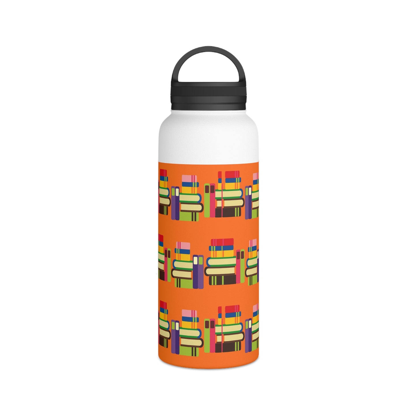 Back To School Books Stainless Steel Water Bottle, Handle Lid