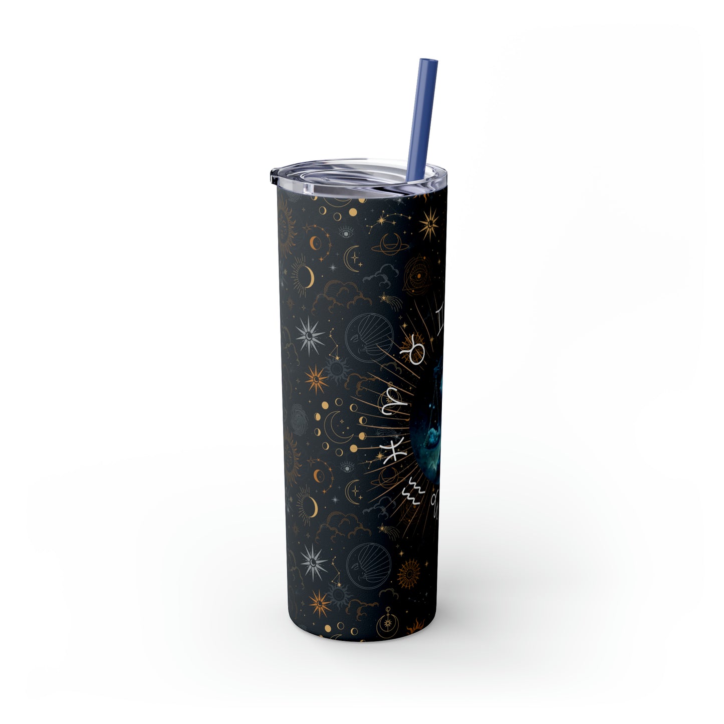 Libra Zodiac Skinny Tumbler with Straw Astrology Insulated Mug Bridesmaids Gift Bachelorette Party Favor Birthday Gift