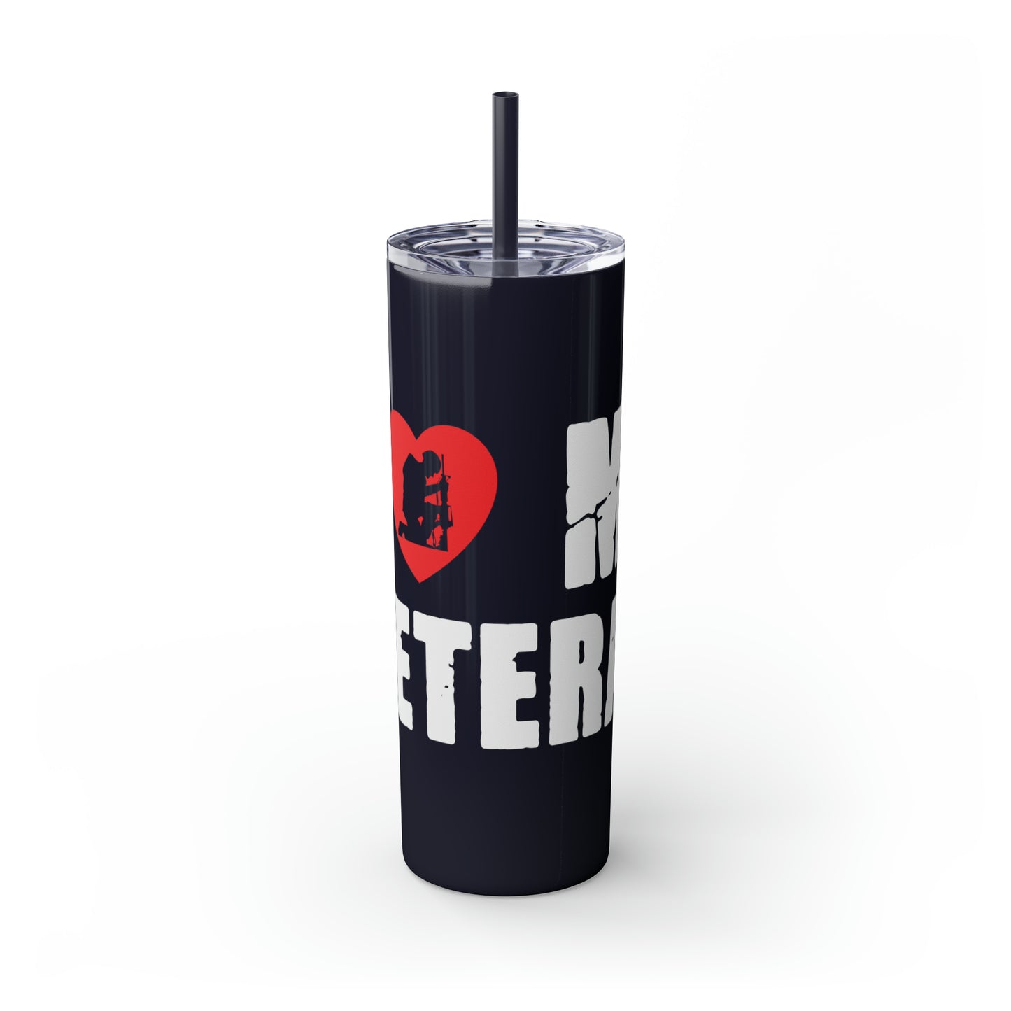I Love My Veteran Skinny Tumbler with Straw, 20oz