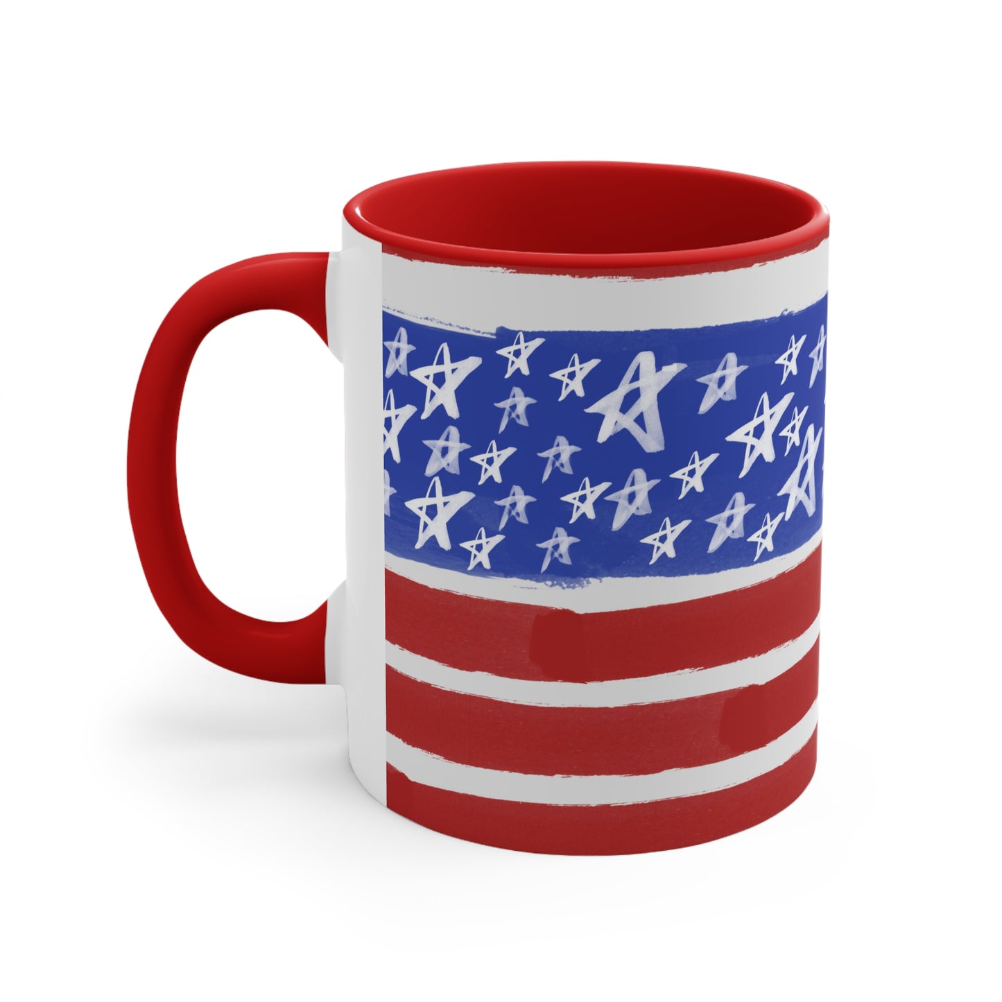 American Flag Themed Accent Coffee Mug, 11oz