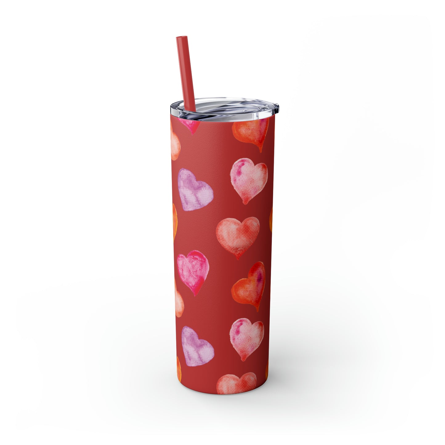 Valentine's Hearts Skinny Tumbler with Straw, 20oz