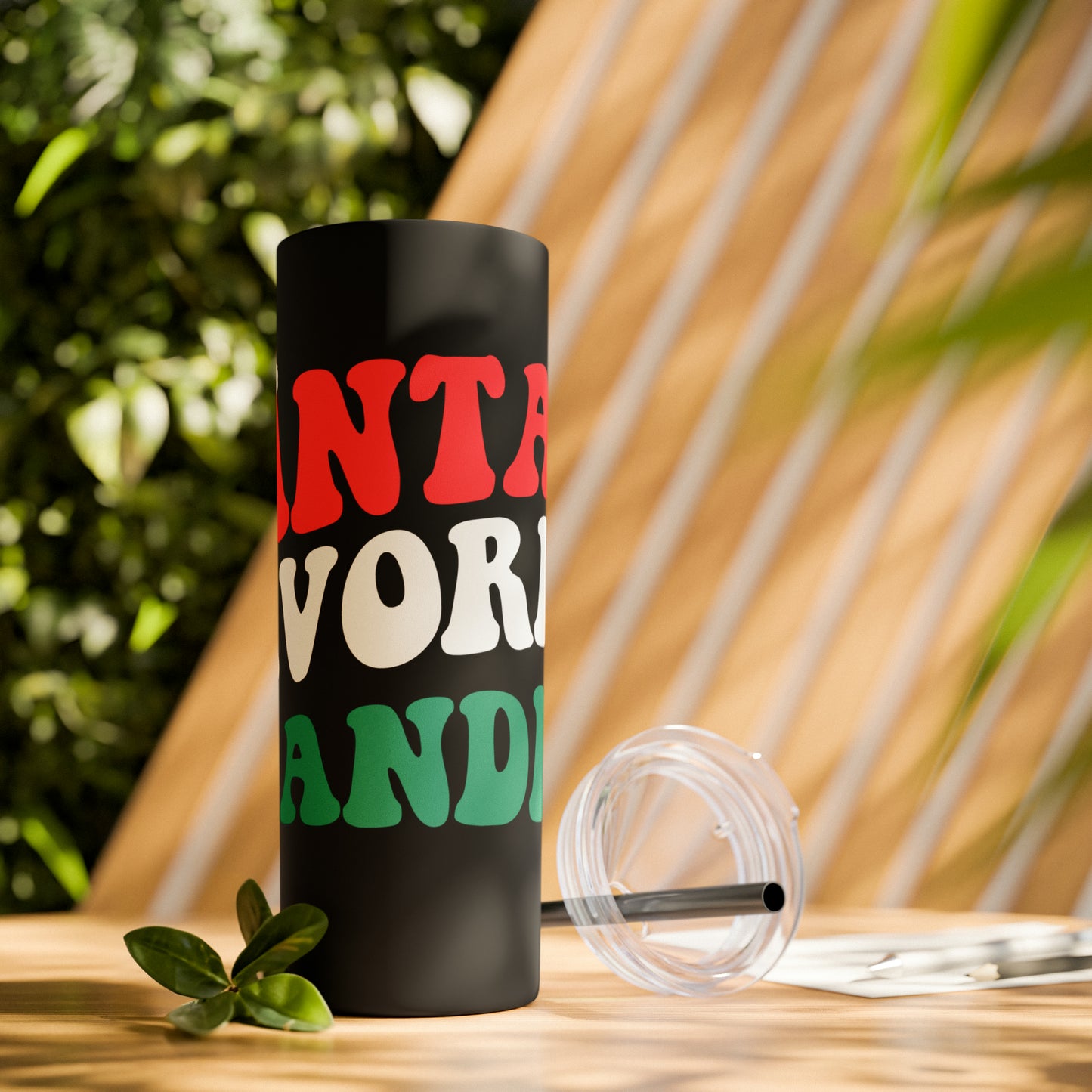 Santa's Favorite Grandma Skinny Tumbler with Straw, 20oz