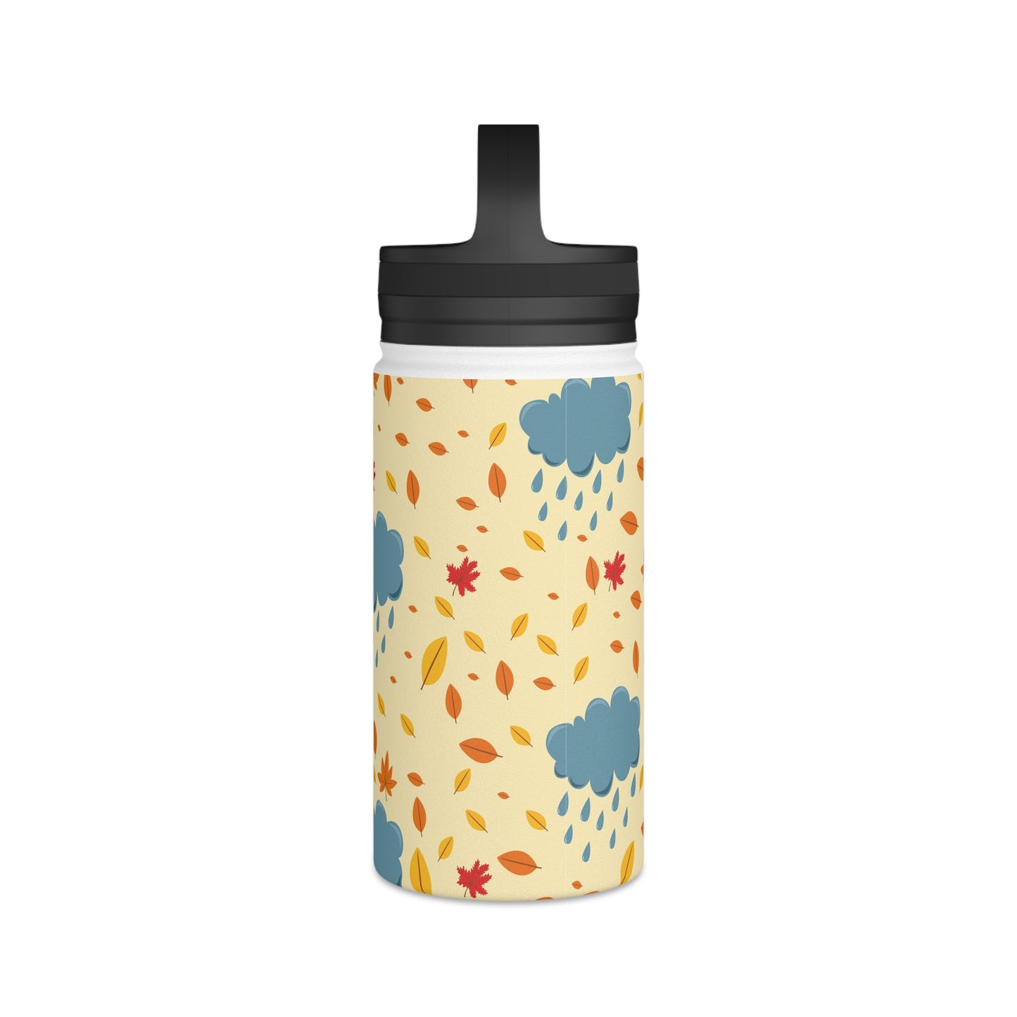 Back To School Clouds & Leaves Stainless Steel Water Bottle, Handle Lid