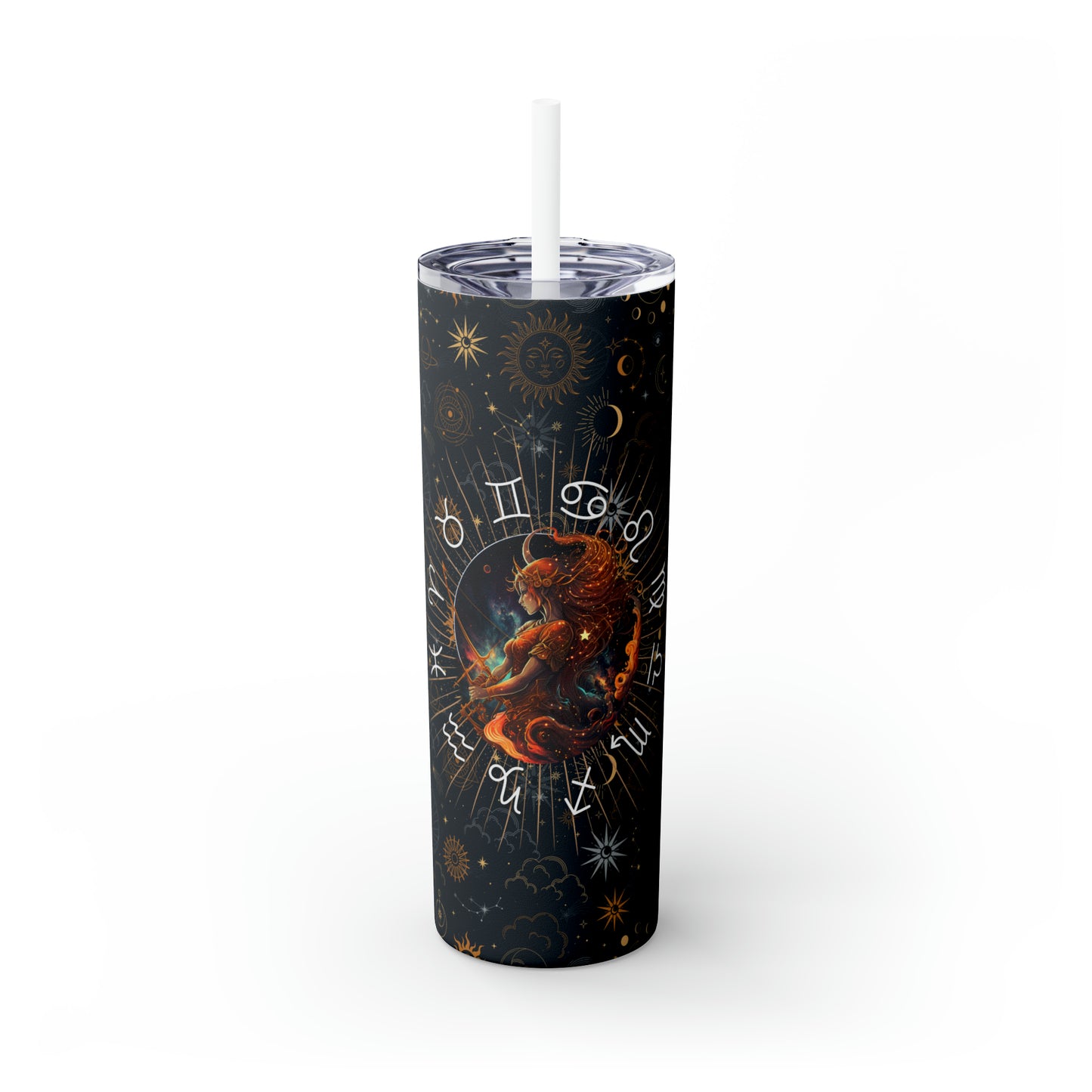 Sagittarius Zodiac Skinny Tumbler with Straw Astrology Insulated Mug Bridesmaids Gift Bachelorette Party Favor Birthday Gift