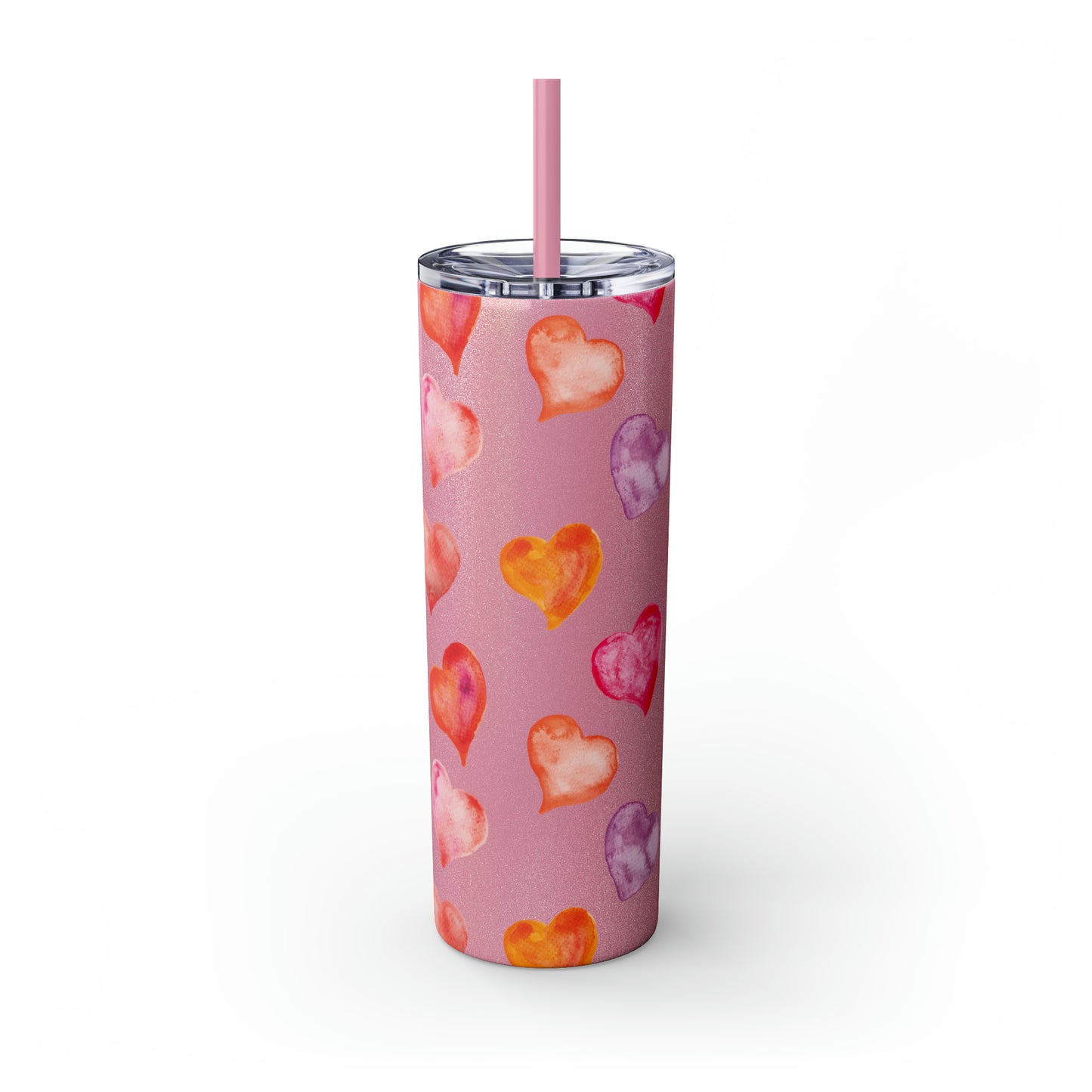 Valentine's Hearts Skinny Tumbler with Straw, 20oz