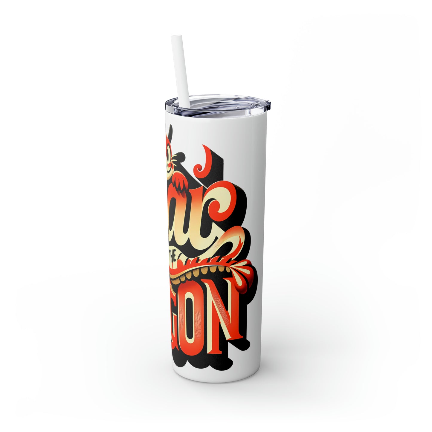 Year of Dragon Skinny Tumbler with Straw, 20oz