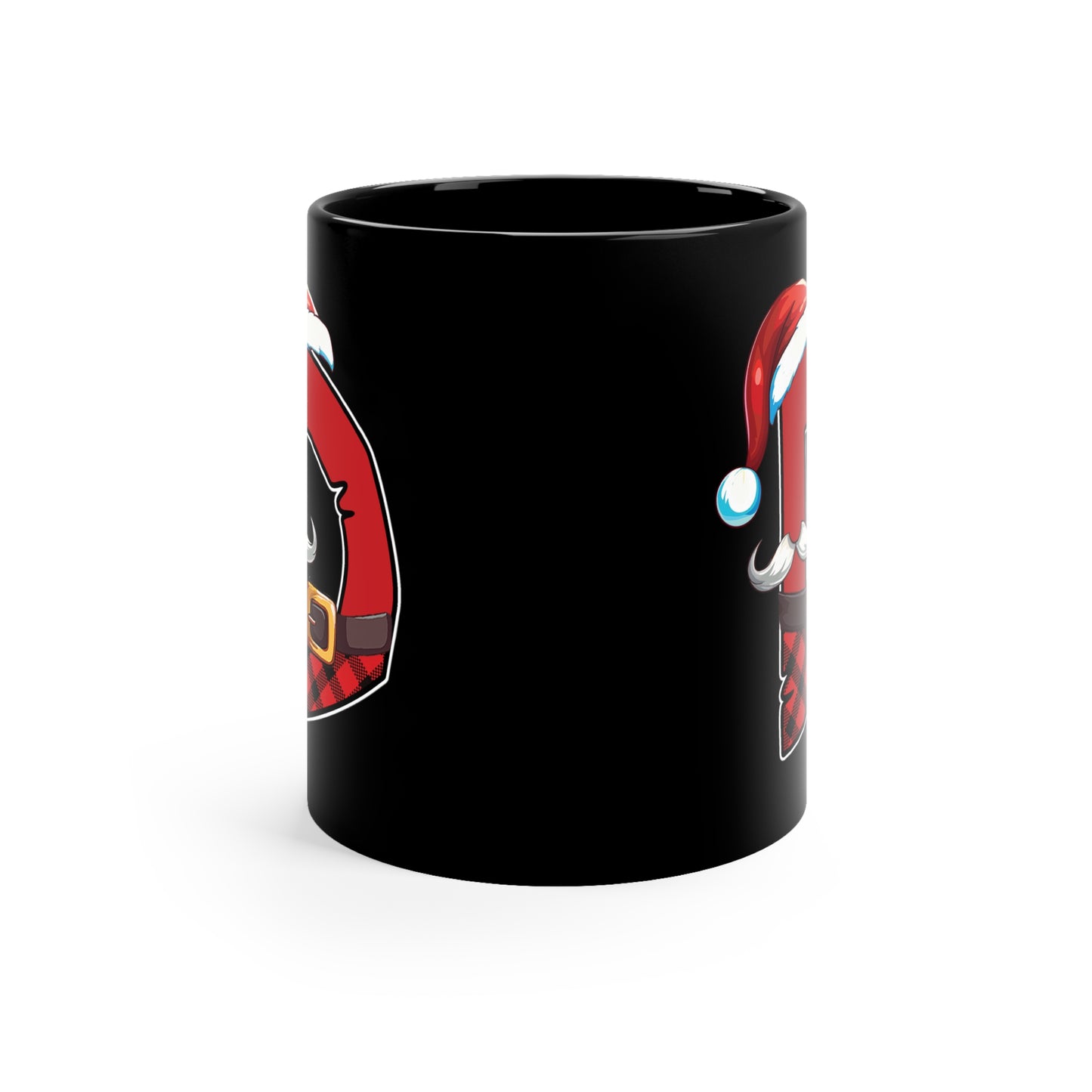D Santa Initial 11oz Black Mug