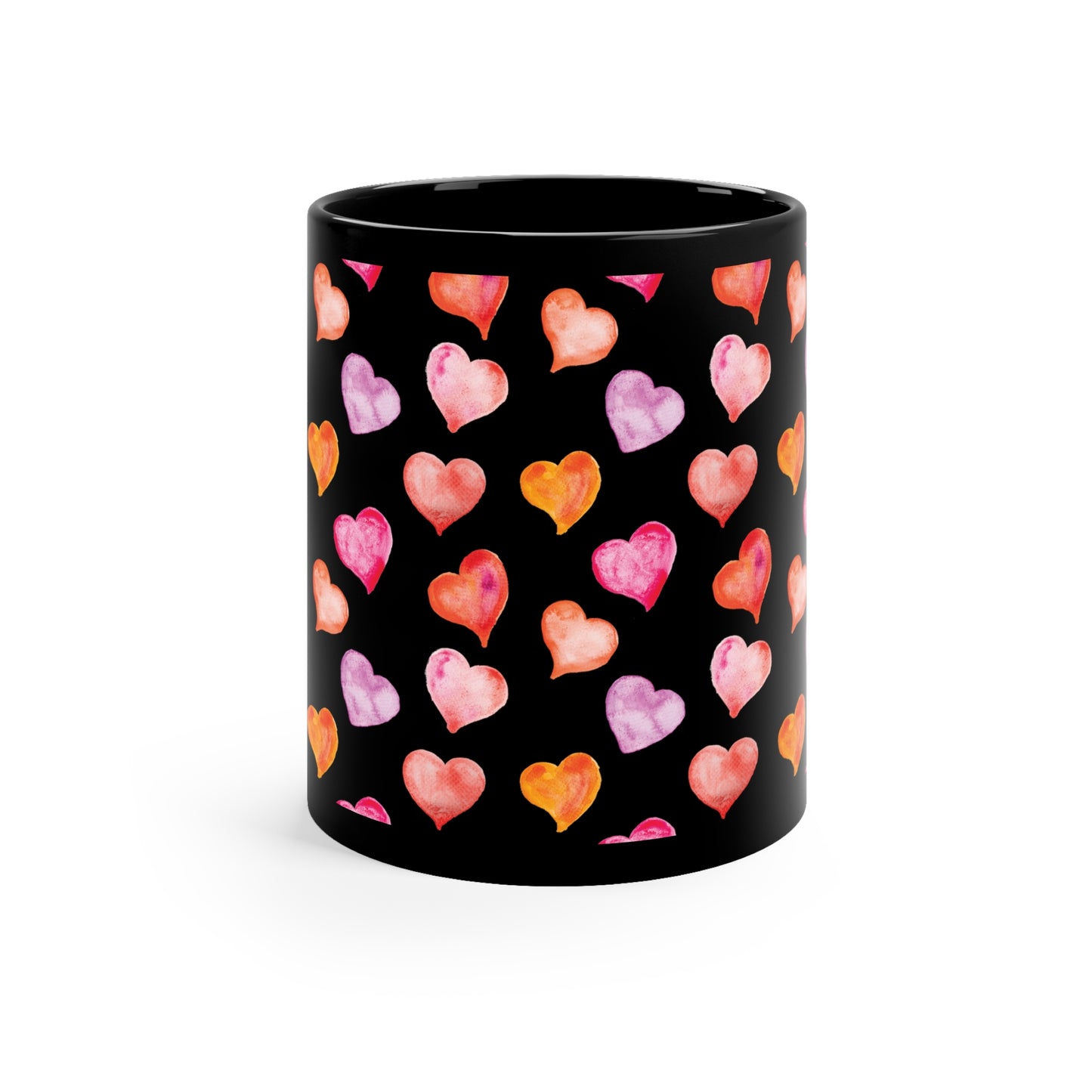 Valentine's Day Hearts 11oz Black Mug