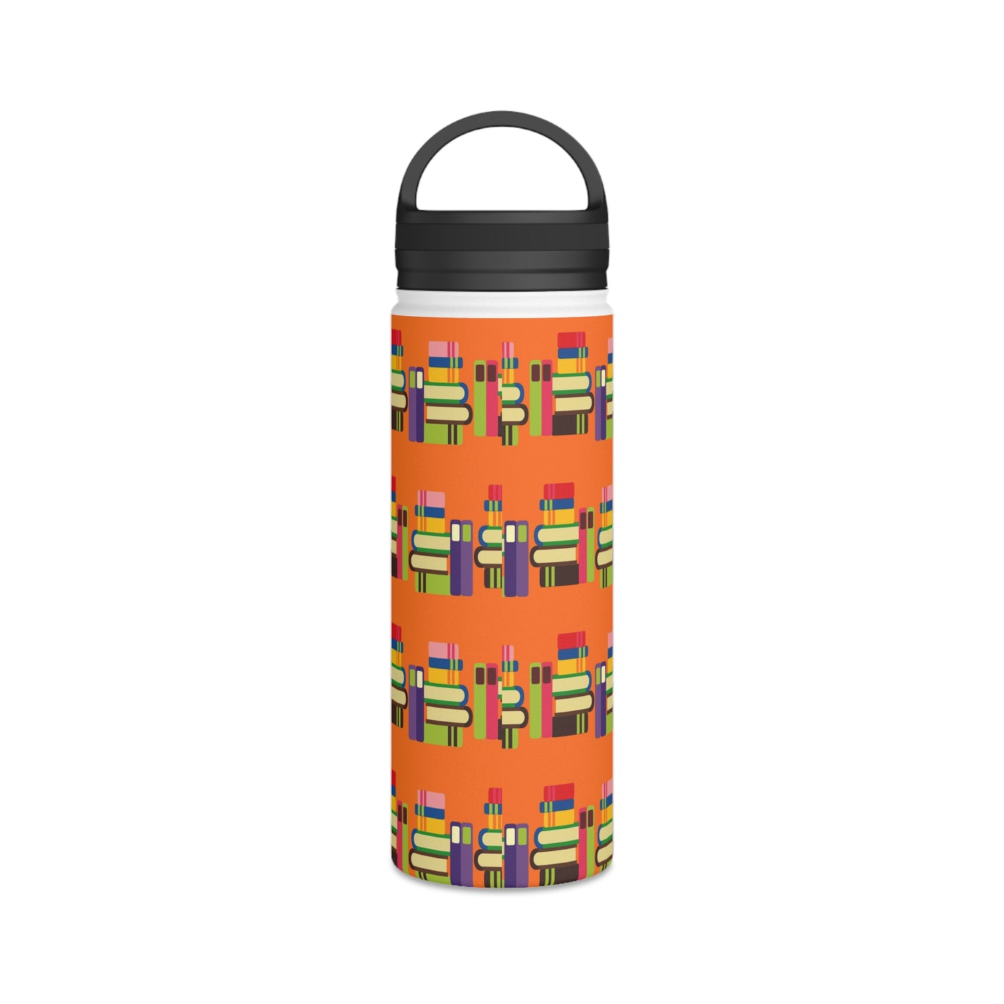 Back To School Books Stainless Steel Water Bottle, Handle Lid