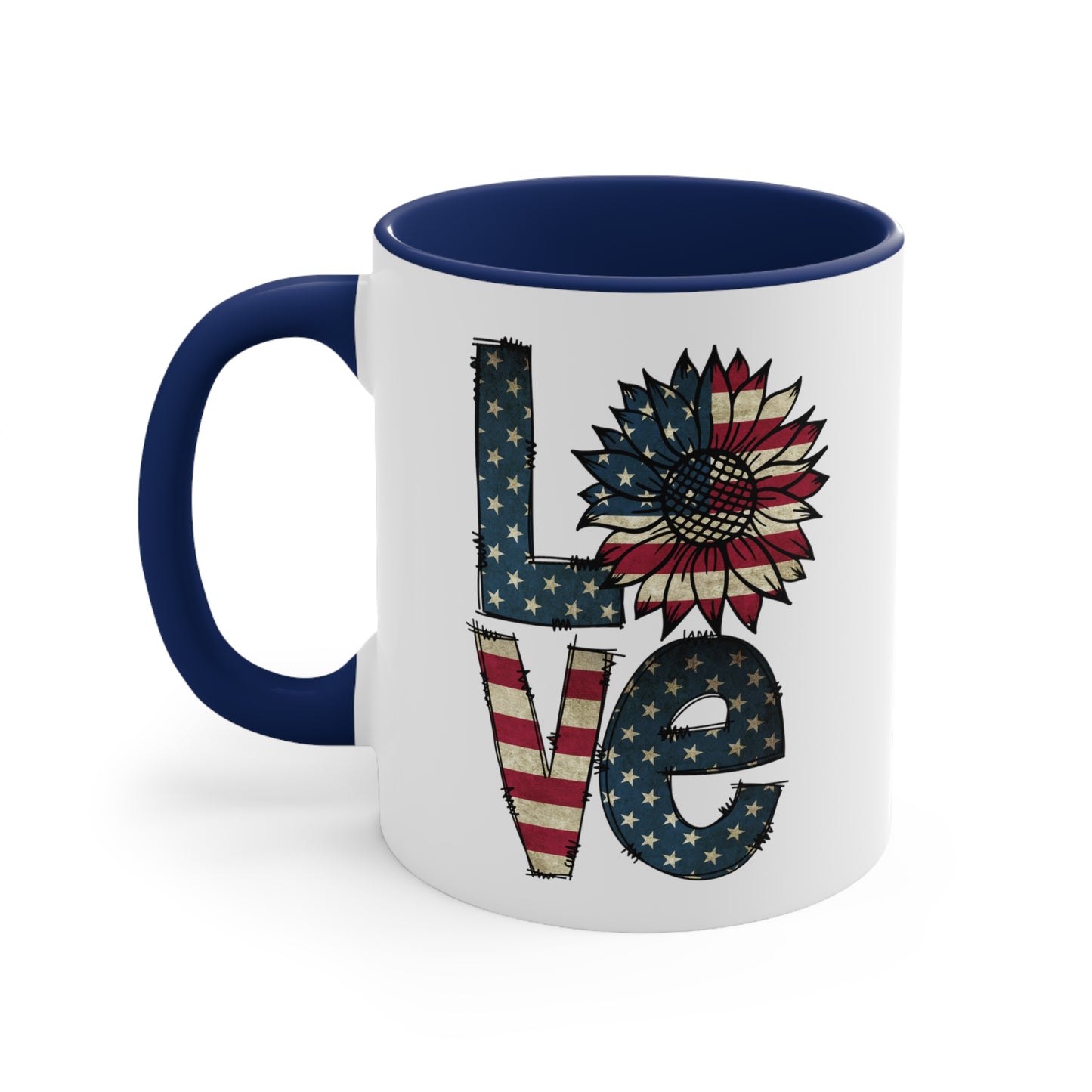 Love Sunflover Flag Accent Coffee Mug, 11oz