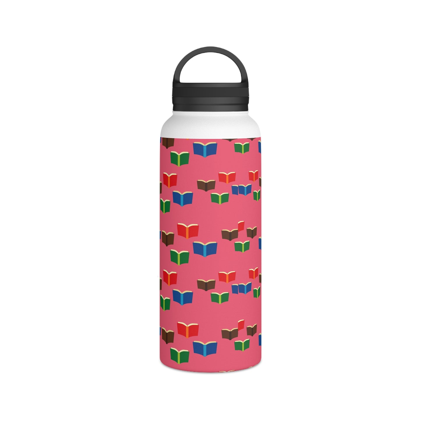 Back To School Books Stainless Steel Water Bottle, Handle Lid