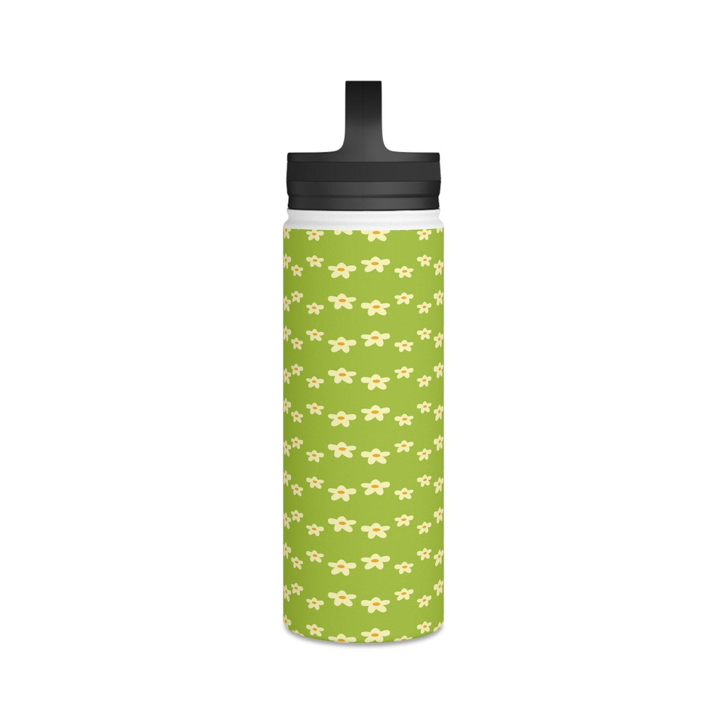 Back To School School Flowers Stainless Steel Water Bottle, Handle Lid