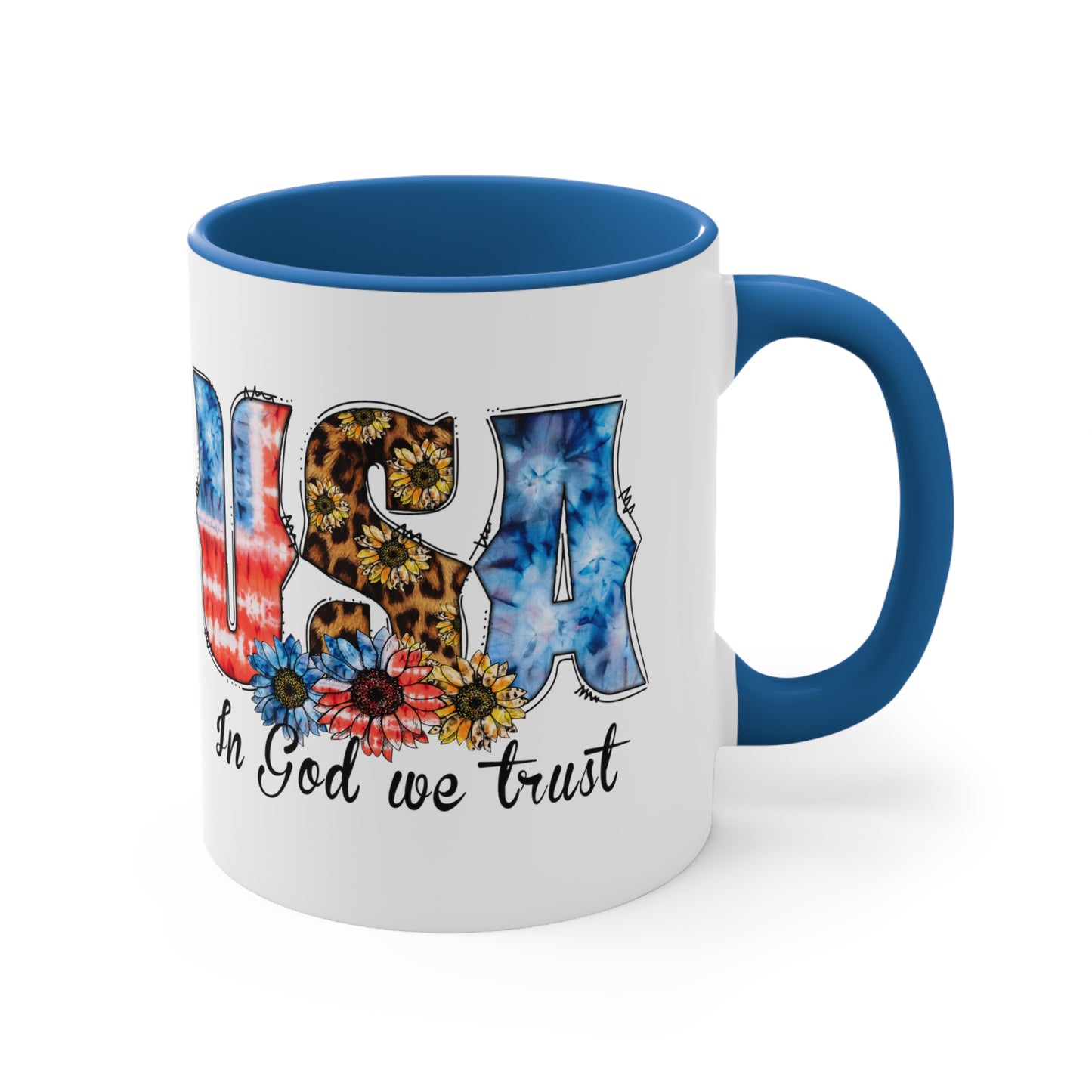 USA In God We Trust Accent Coffee Mug, 11oz