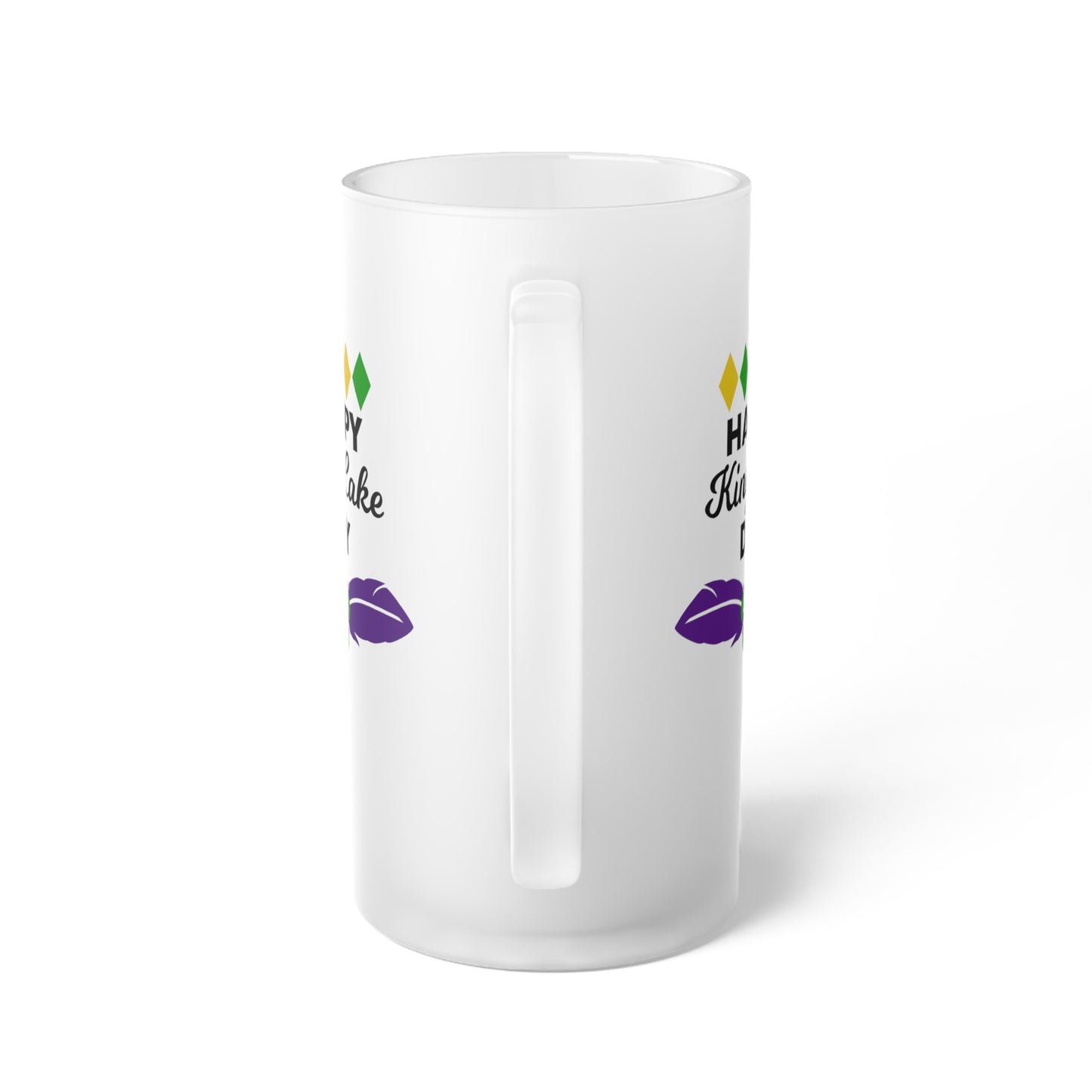 Happy King Cake Day Frosted Glass Beer Mug