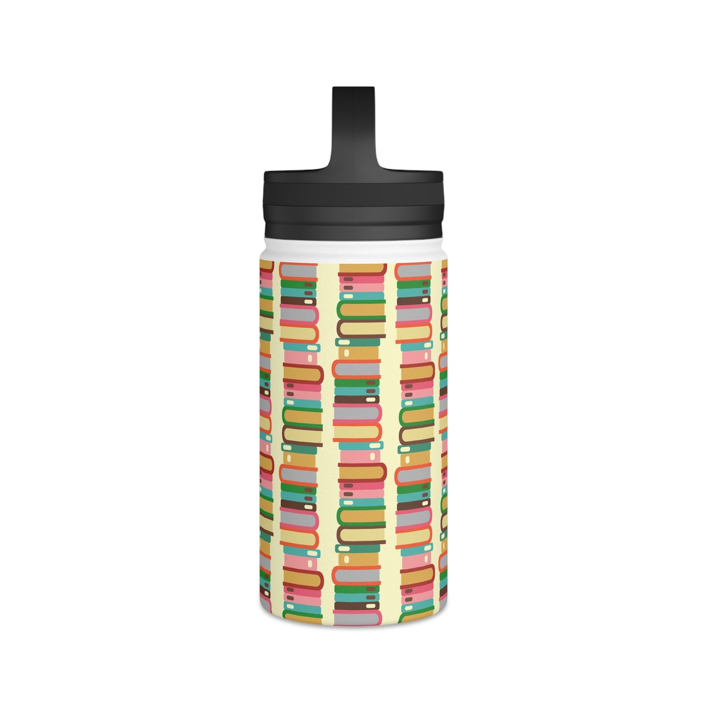 Back To School Books Stainless Steel Water Bottle, Handle Lid