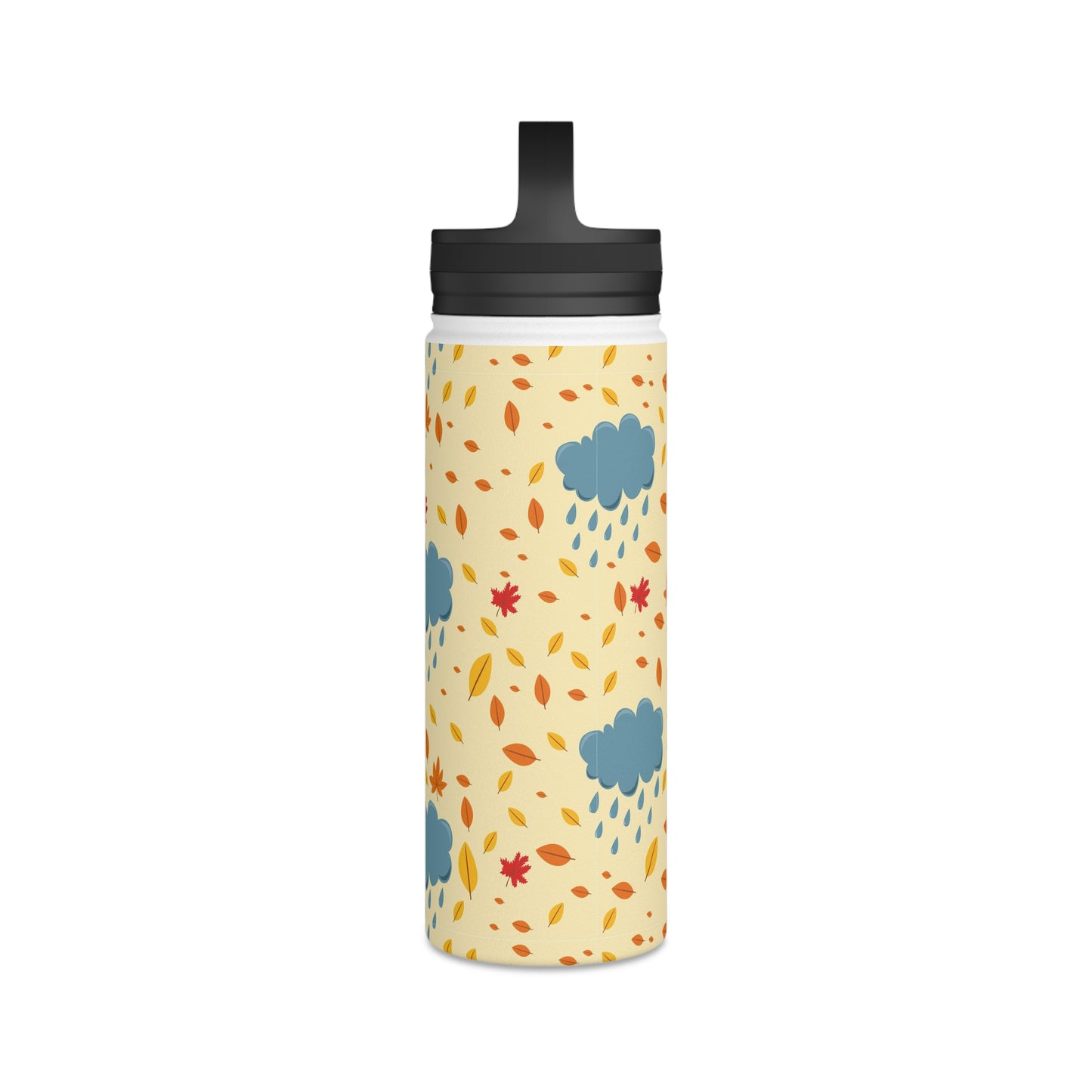 Back To School Clouds & Leaves Stainless Steel Water Bottle, Handle Lid