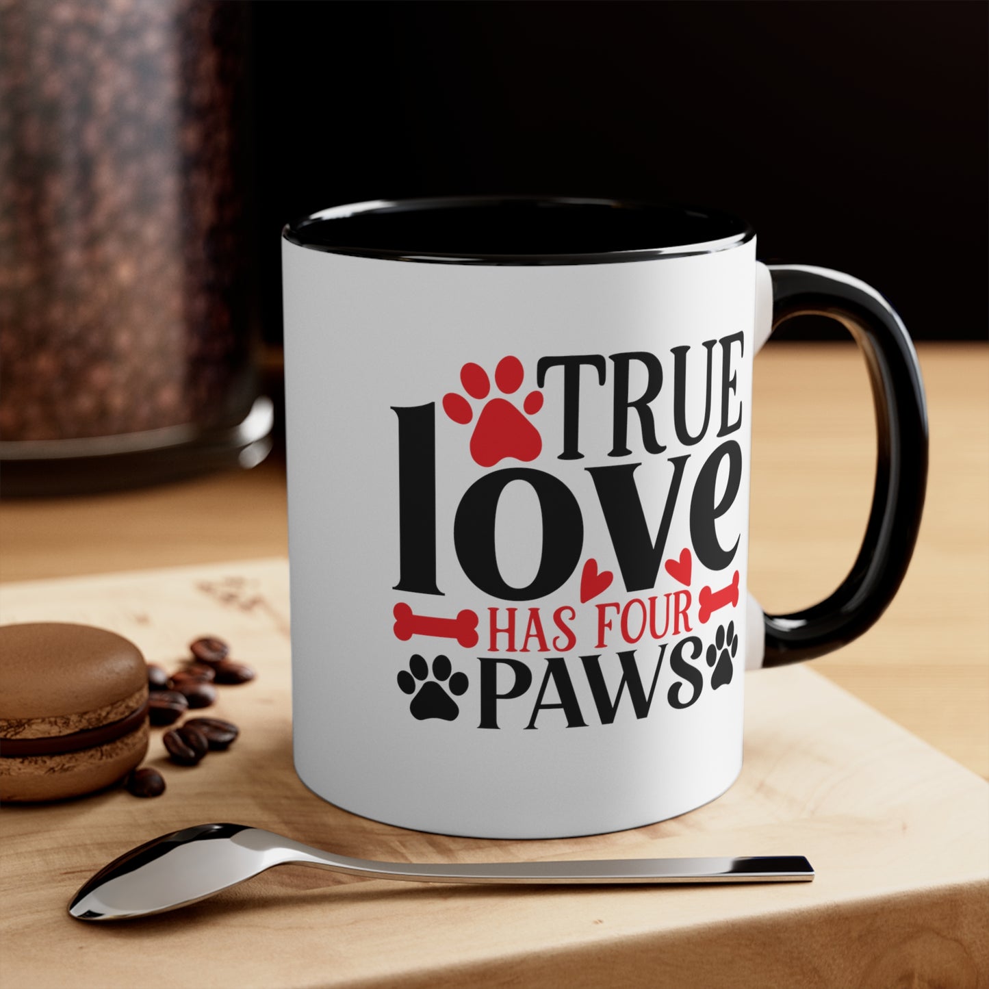 True Love Has Four Paws Valentines Day Accent Coffee Mug, 11oz