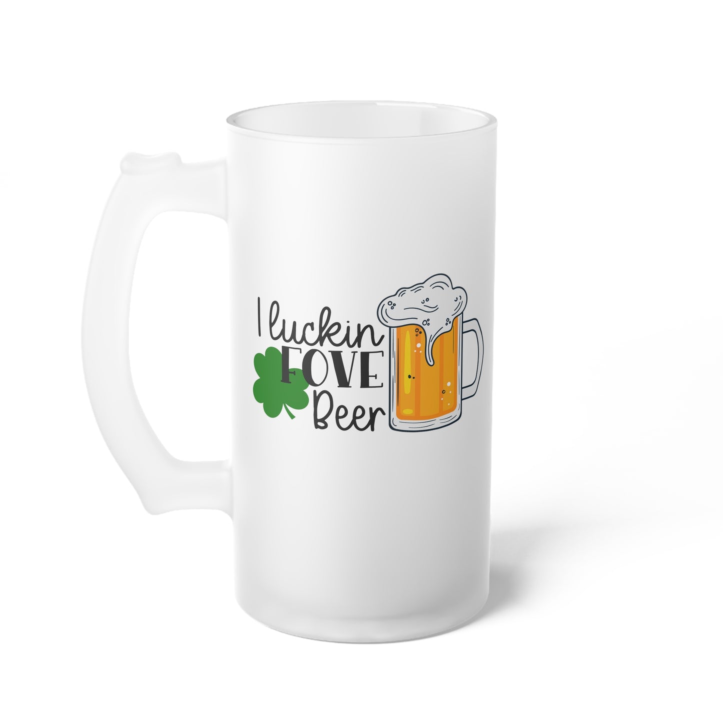 I Luckin Fove Beer Frosted Glass Beer Mug