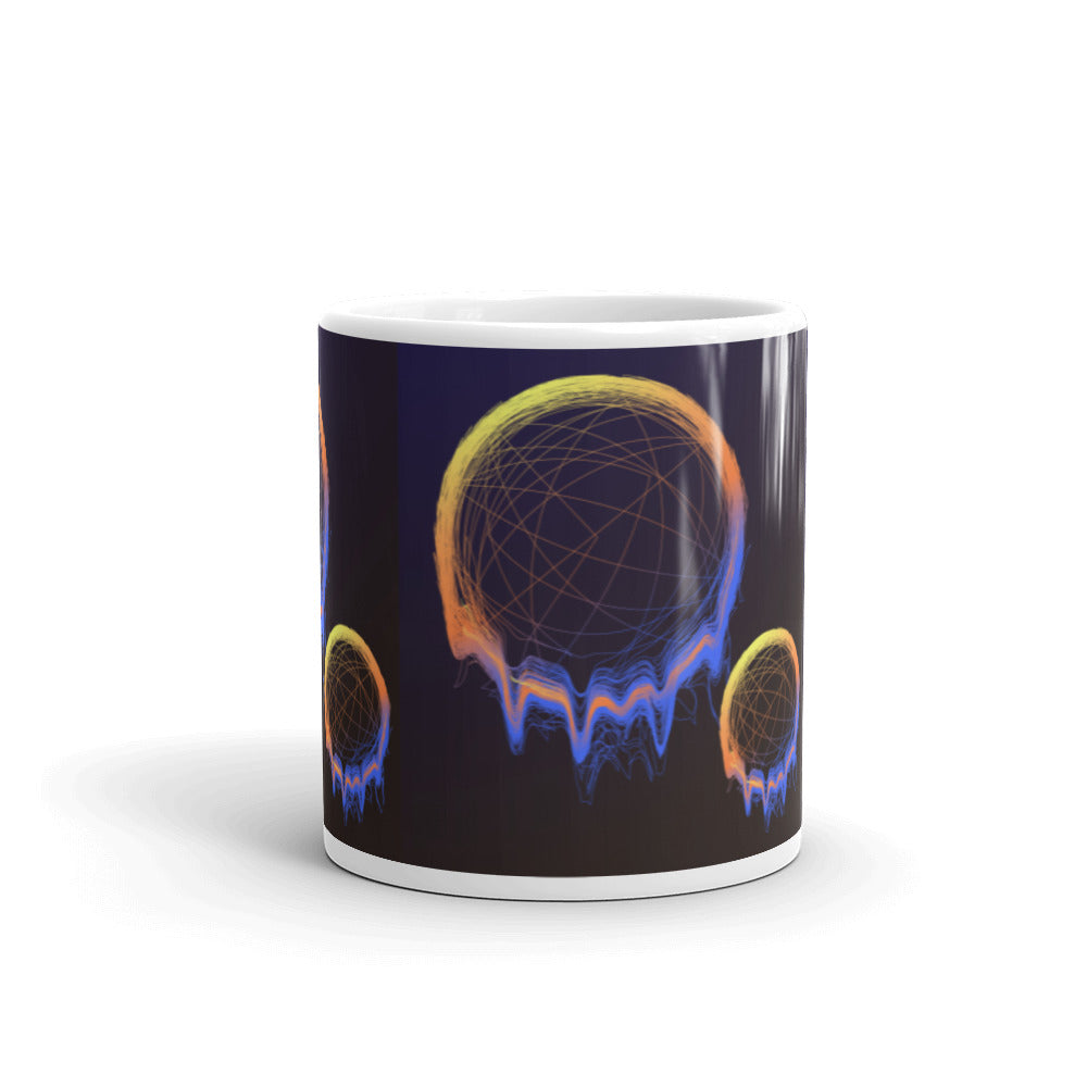 Fiery Planets in Luminant Colours - White glossy mug - Science Fiction Day