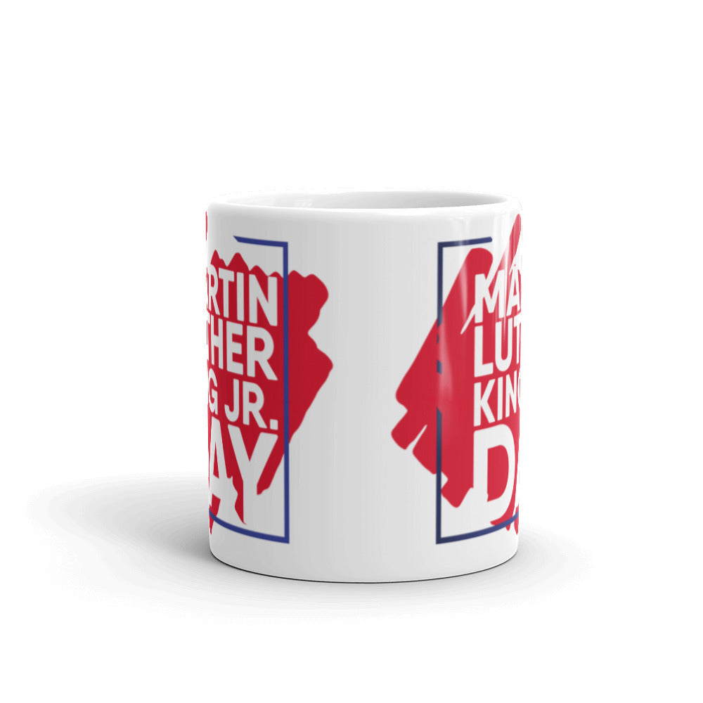 Martin Luther King Day in Red, White & Blue - White glossy mug