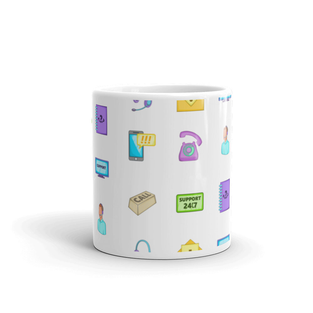 Customer Support Icons - White glossy mug - Get to Know your Customer Day