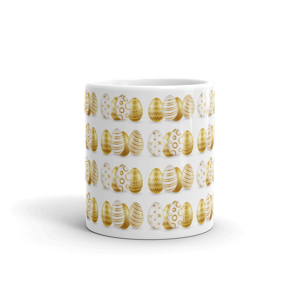 Easter Egg Cluster in Gold - White glossy mug - Happy Easter