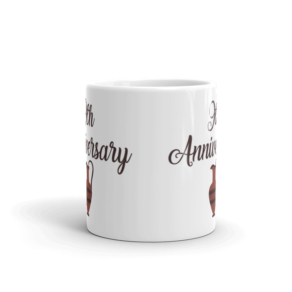 9th Anniversary in White & Terracotta - White glossy mug