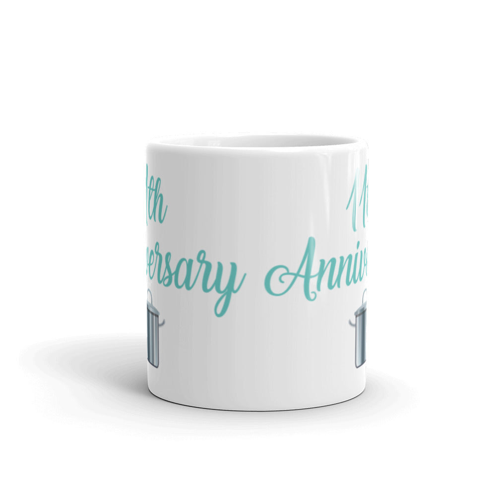 11th Anniversary in White & Turquoise - White glossy mug