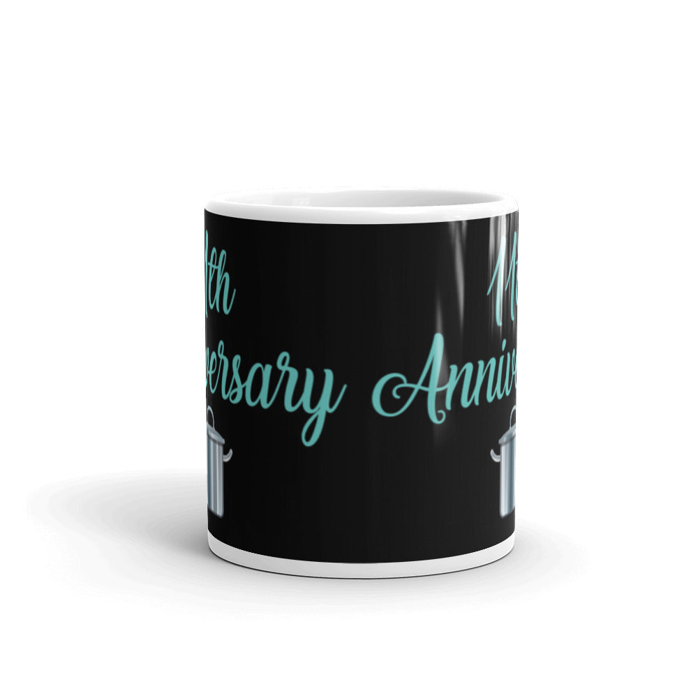 11th Anniversary in Black & Turquoise - White glossy mug