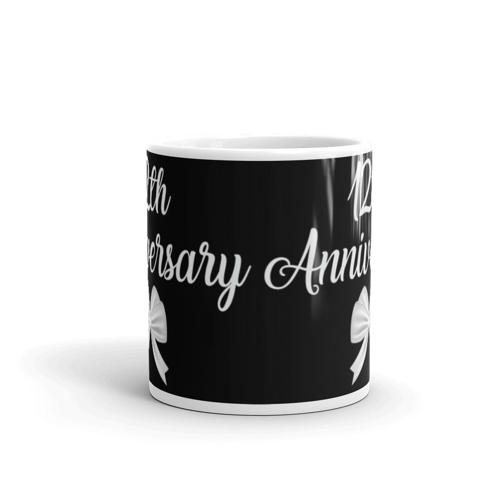12th Anniversary in Black & White - White glossy mug