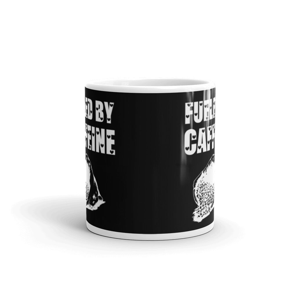 Fueled By Caffeine (Black) White Glossy Mug