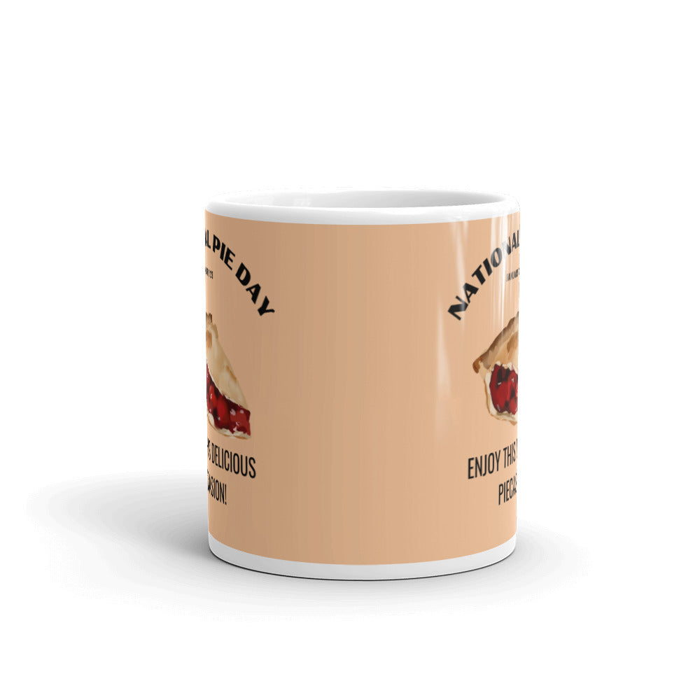 National Pie Day (Cream) White glossy mug