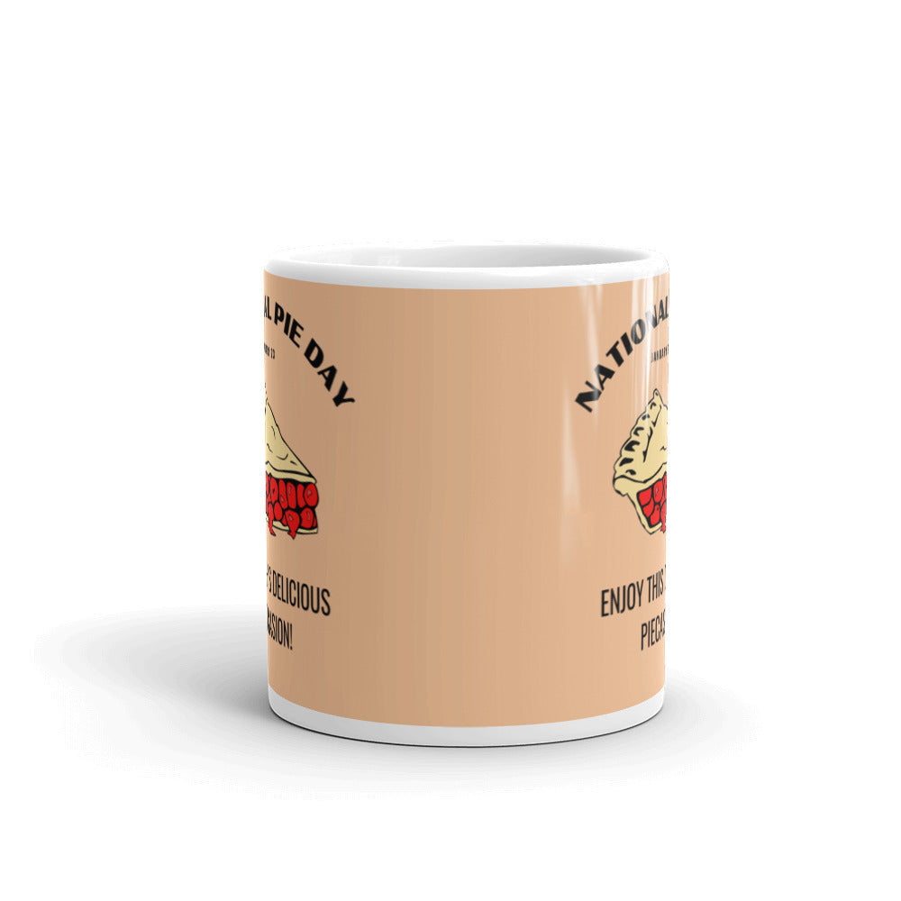 National Pie Day (Cream) White glossy mug