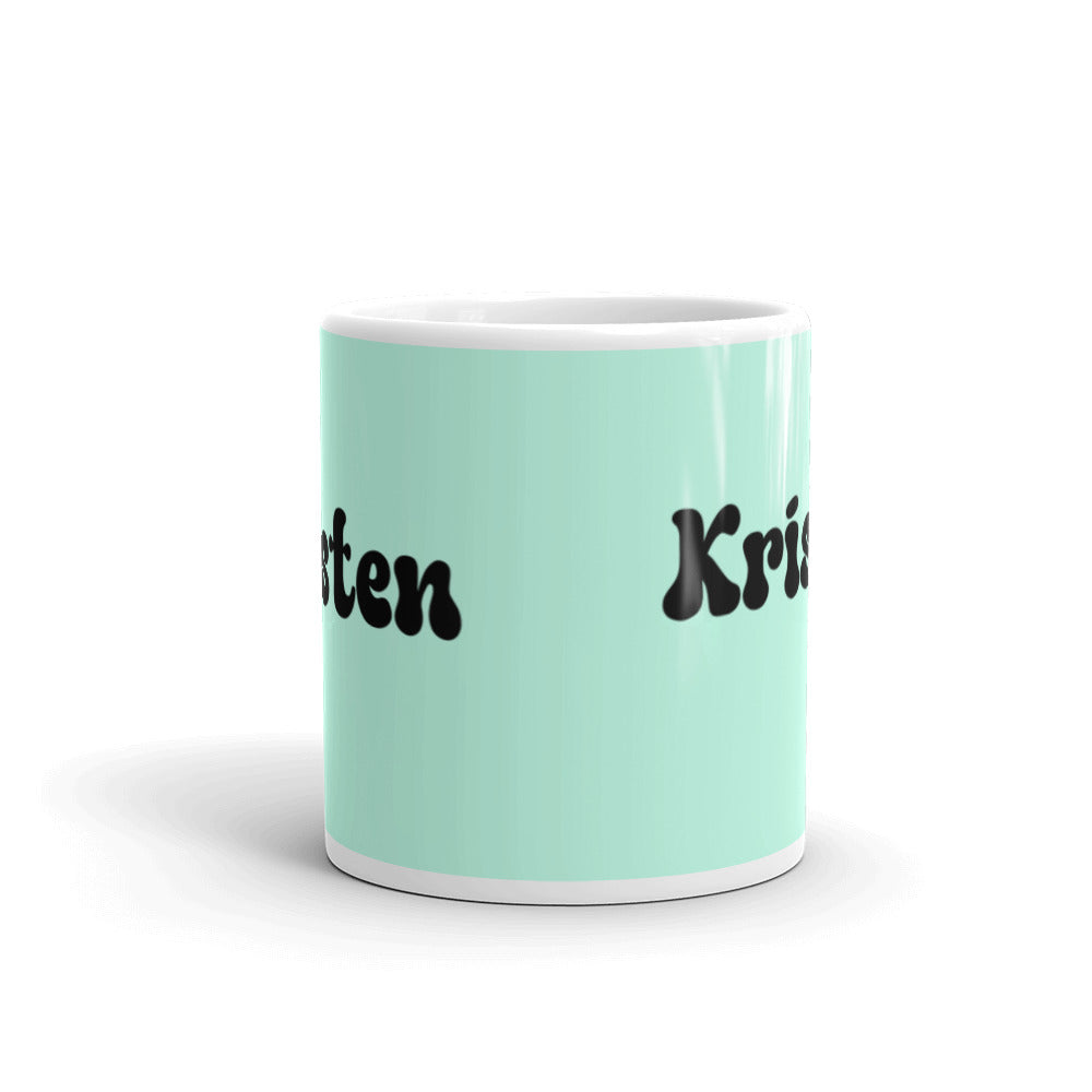 Kristen - Green & White glossy mug